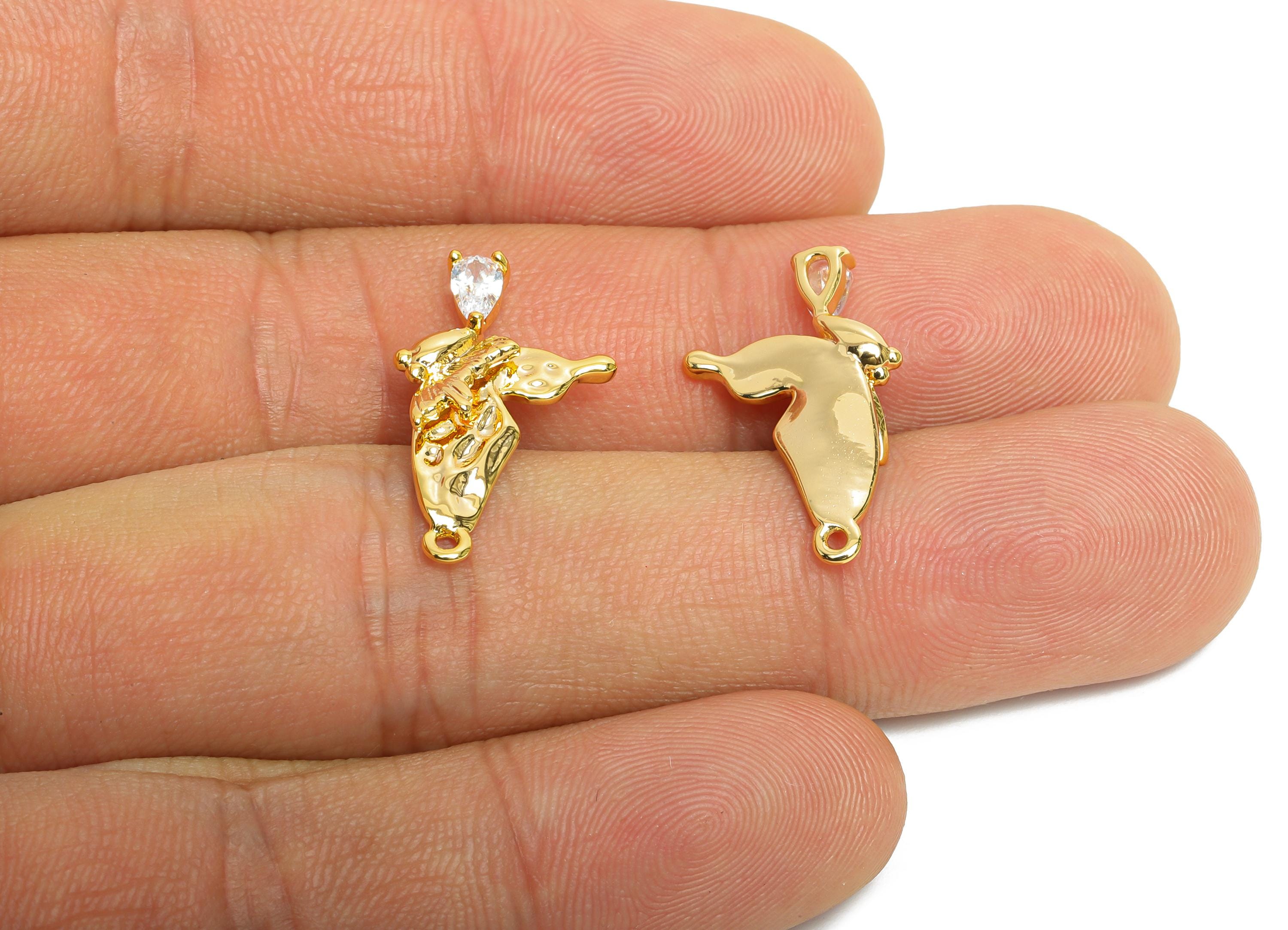 Brass CZ Butterfly Charm - Brass Zircon Teardrop Earring Charm - Sparking Gold Earring Charm - 18K Real Gold Plated - 22x11x3mm - RGP9923 - DOMEDBAZAAR