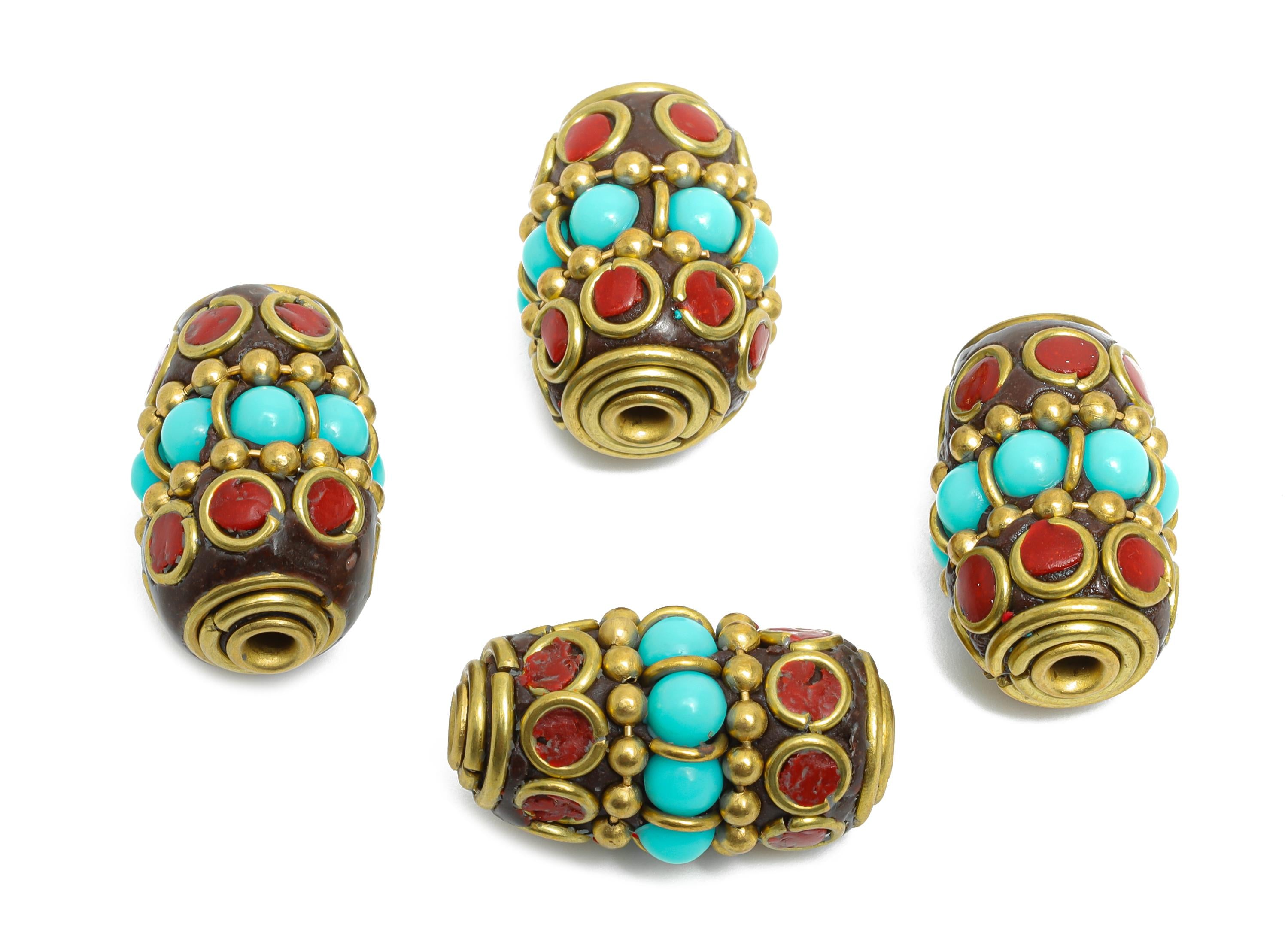 Bohemian Craft Bead - Nepalese/Tibetan Space Handmade Bead - Ancient Art Brass - Vintage Artisan -Bracelet Bead - 19.55x12.1x3.5mm - RGP9882 - DOMEDBAZAAR