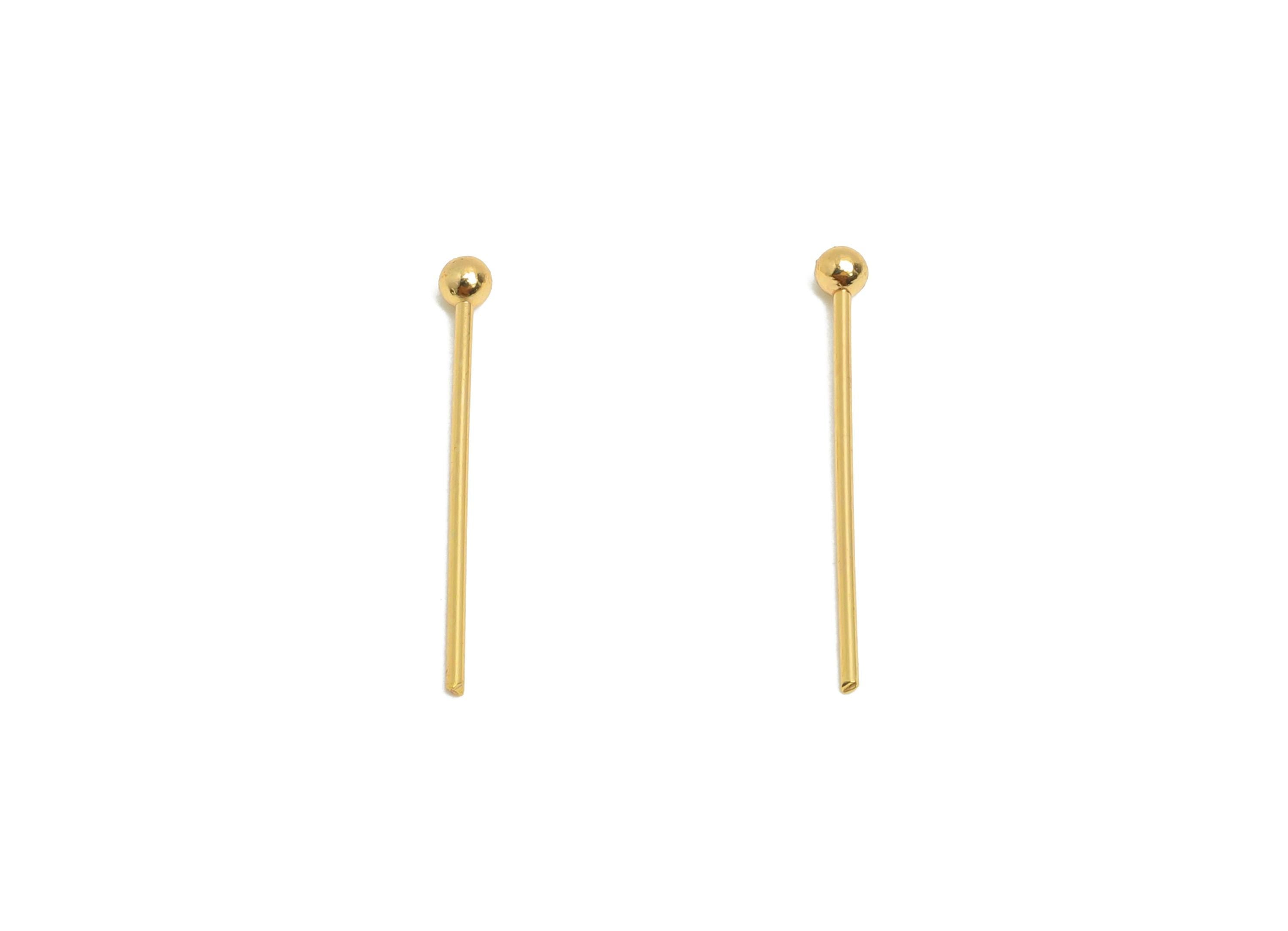 0.7*18*2.0mm Gold Ball Headpin - Brass Bead Stopper Pin - Metal Headpin -DIY Jewelry Making - Bead Supplies for Handmade Creation - RGP10339 - DOMEDBAZAAR