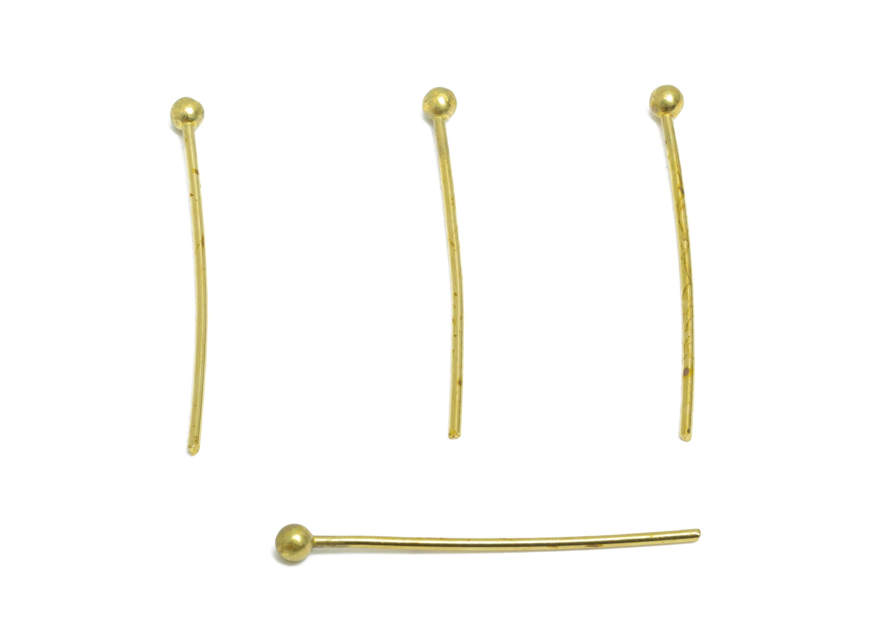 0.7*22*2.0mm Ball Headpin - Raw Brass Bead Stopper Pin - Metal Headpin -DIY Jewelry Making - Bead Supplies for Handmade Creation - PP11003 - DOMEDBAZAAR