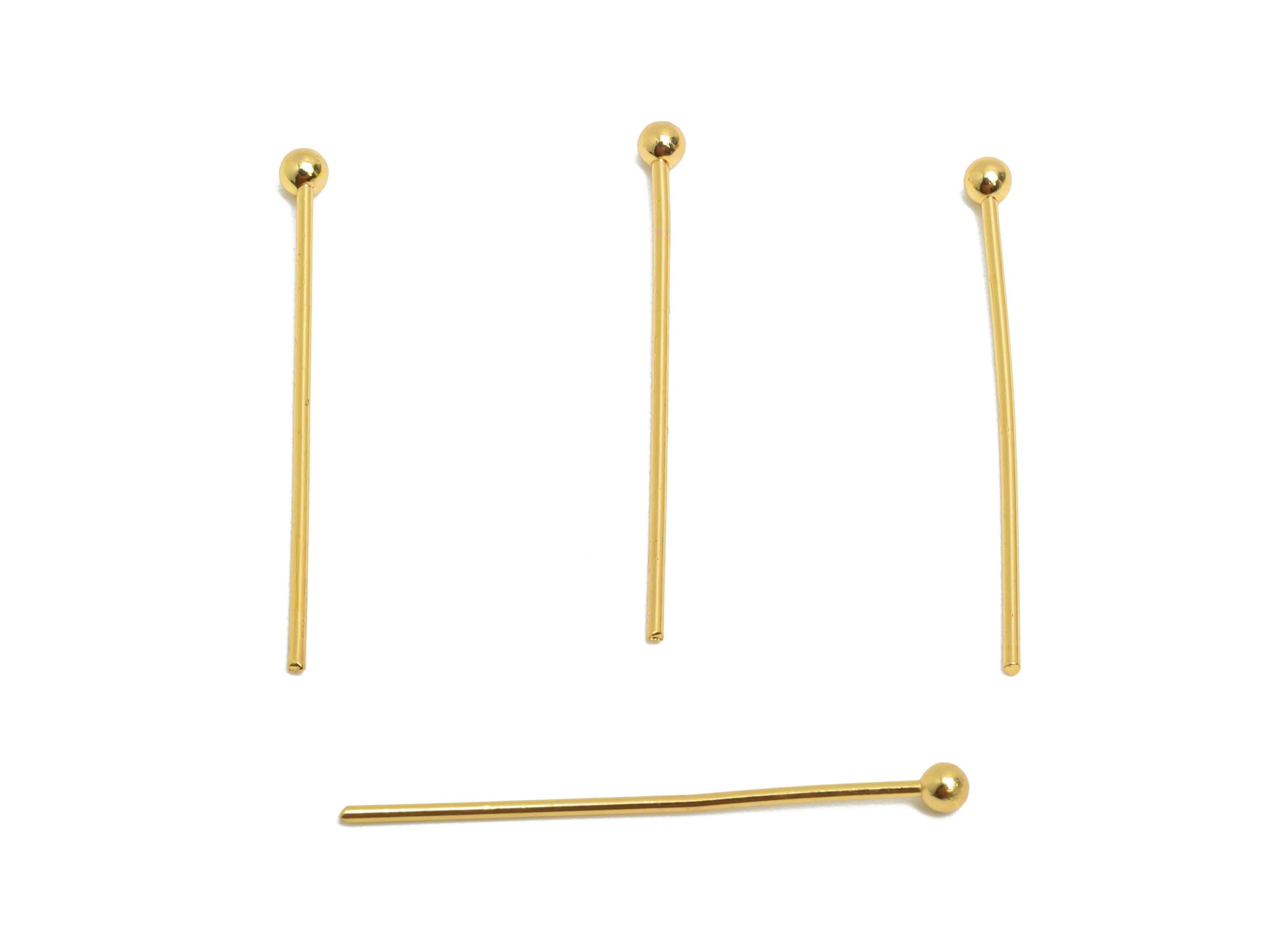 0.7*24*2.0mm Gold Ball Headpin - Brass Bead Stopper Pin - Metal Headpin - DIY Jewelry Making - Bead Supplies Handmade Creation - RGP10342 - DOMEDBAZAAR