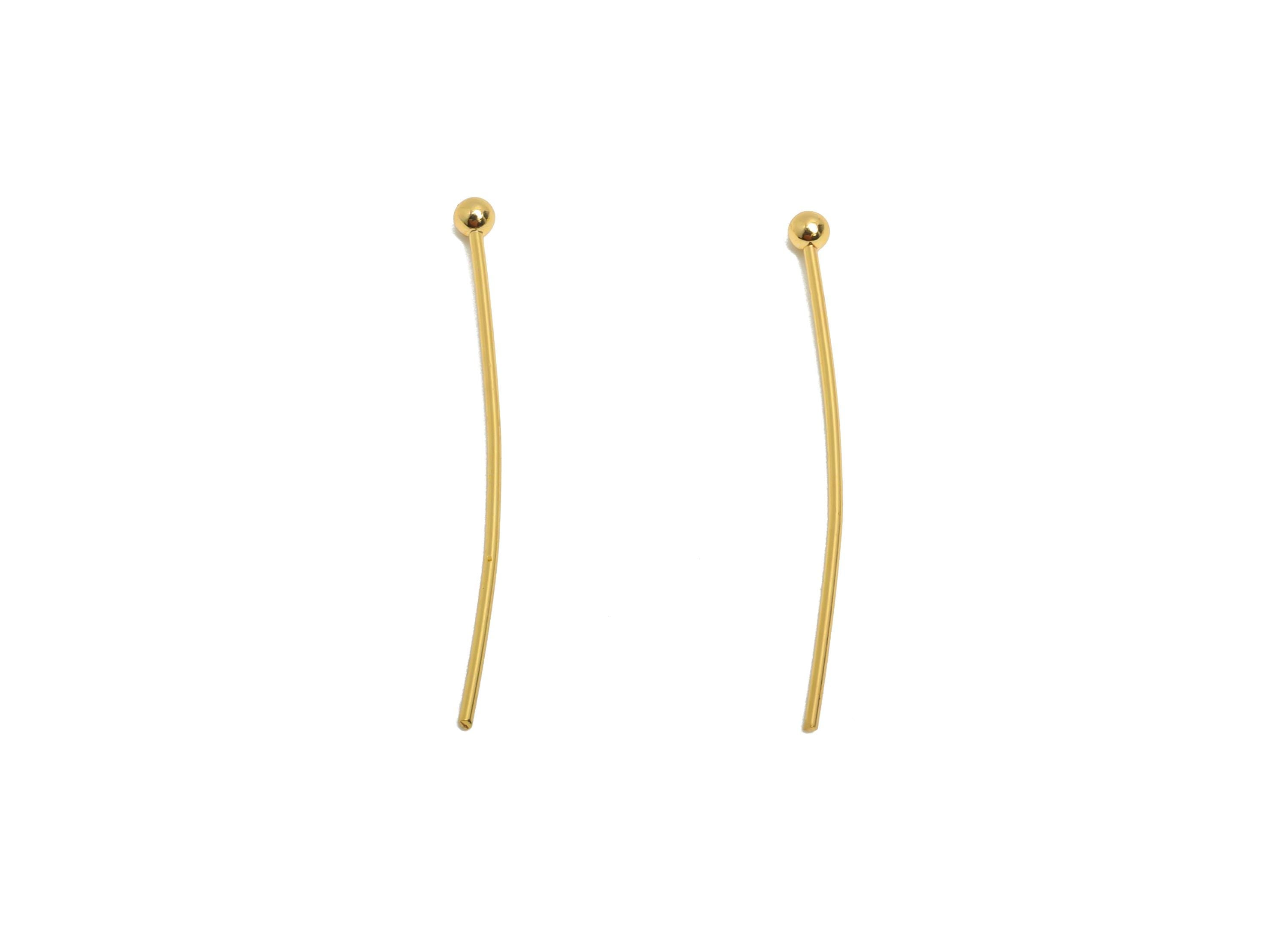 0.7*28*2.0mm Gold Ball Headpin - Brass Bead Stopper Pin - Metal Headpin - DIY Jewelry Making - Bead Supplies for Handmade Creation -RGP10344 - DOMEDBAZAAR
