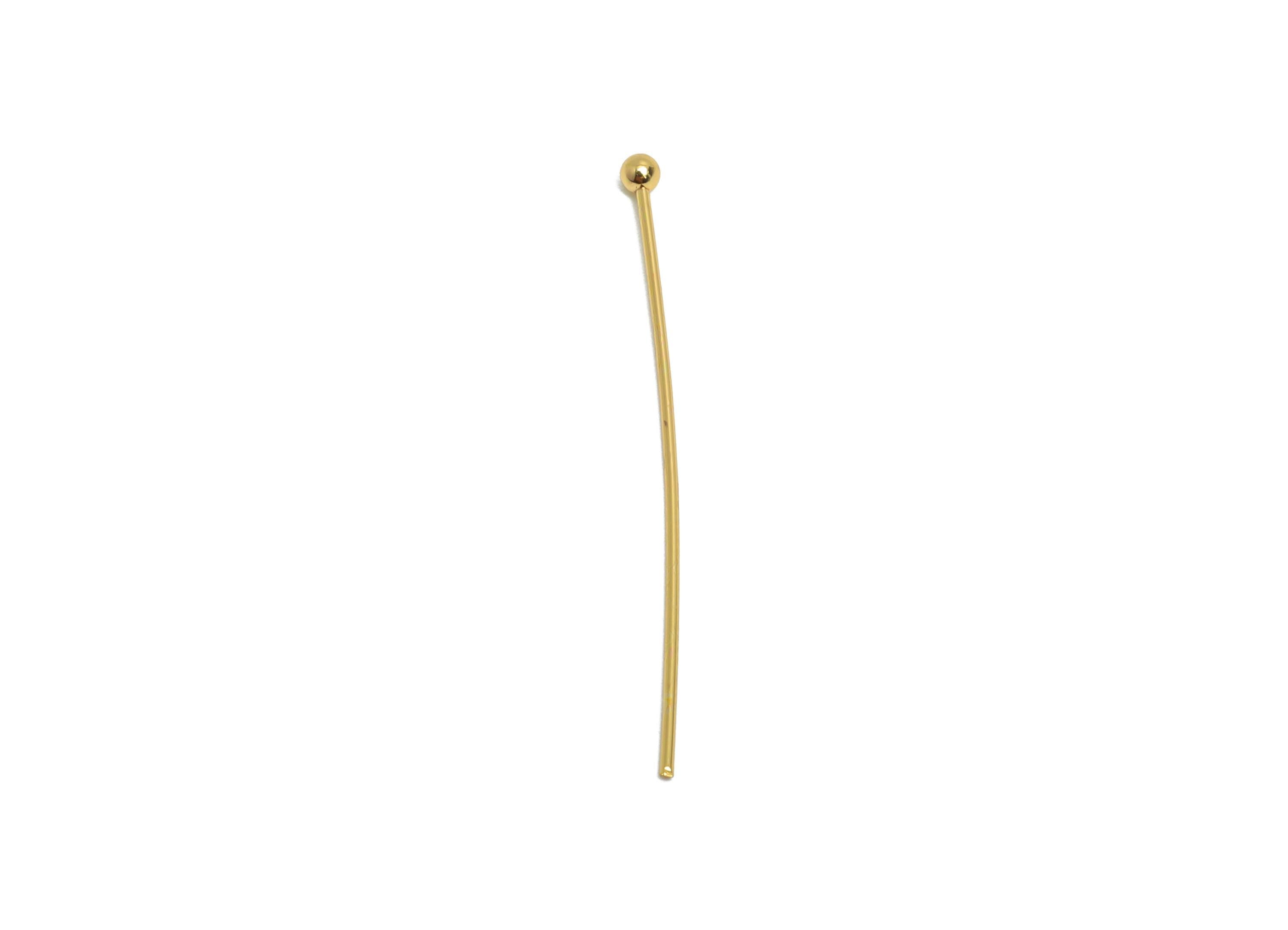 0.7*35*2.0mm Gold Ball Headpin -Brass Bead Stopper Pin - Metal Headpin - DIY Jewelry Making - Bead Supplies for Handmade Creation - RGP10345 - DOMEDBAZAAR