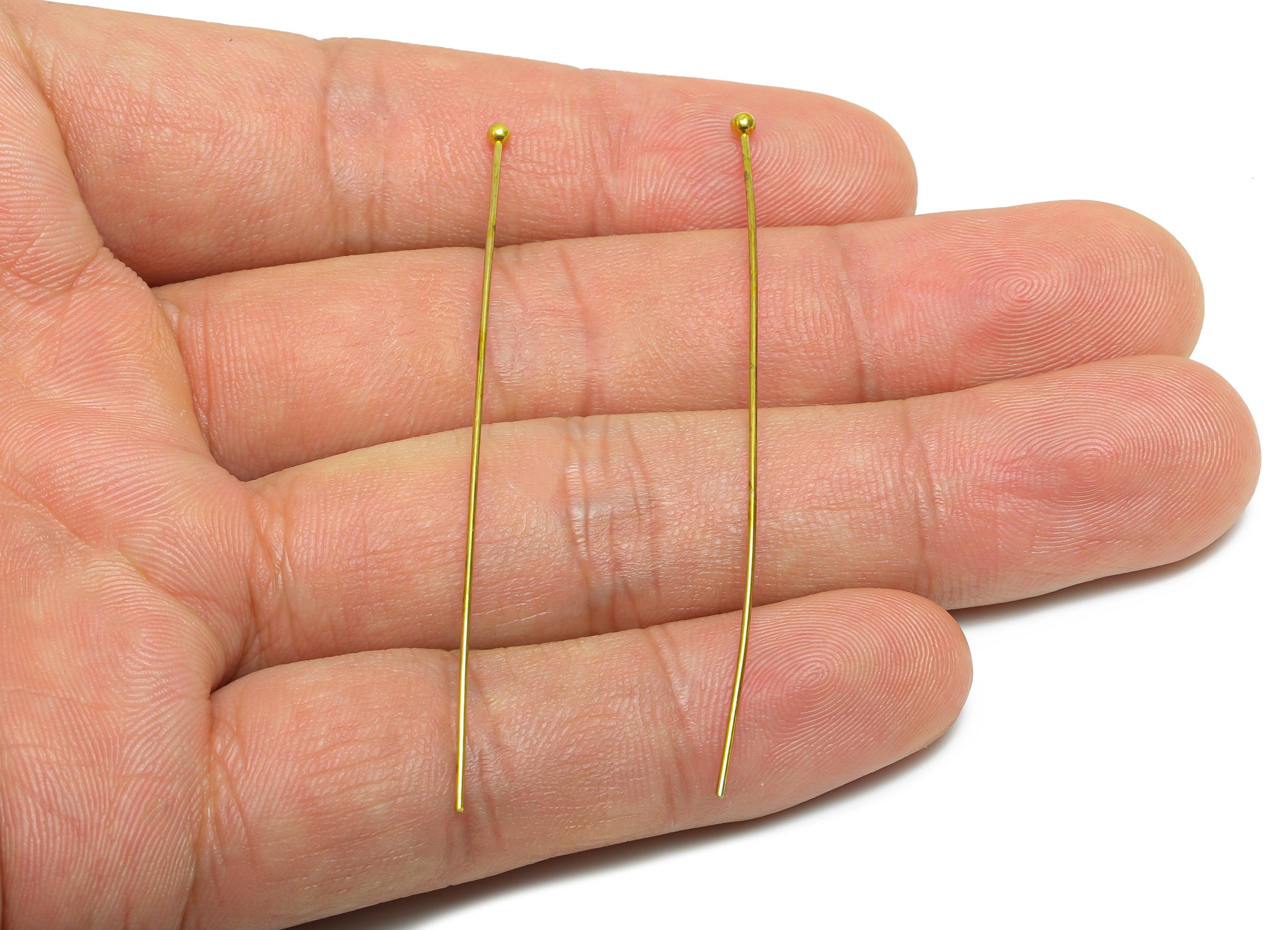 0.7*60*2mm Ball Headpin - Raw Brass Bead Stopper Pin - Metal Headpin - DIY Jewelry Making - Bead Supplies for Handmade Creation - PP11011 - DOMEDBAZAAR