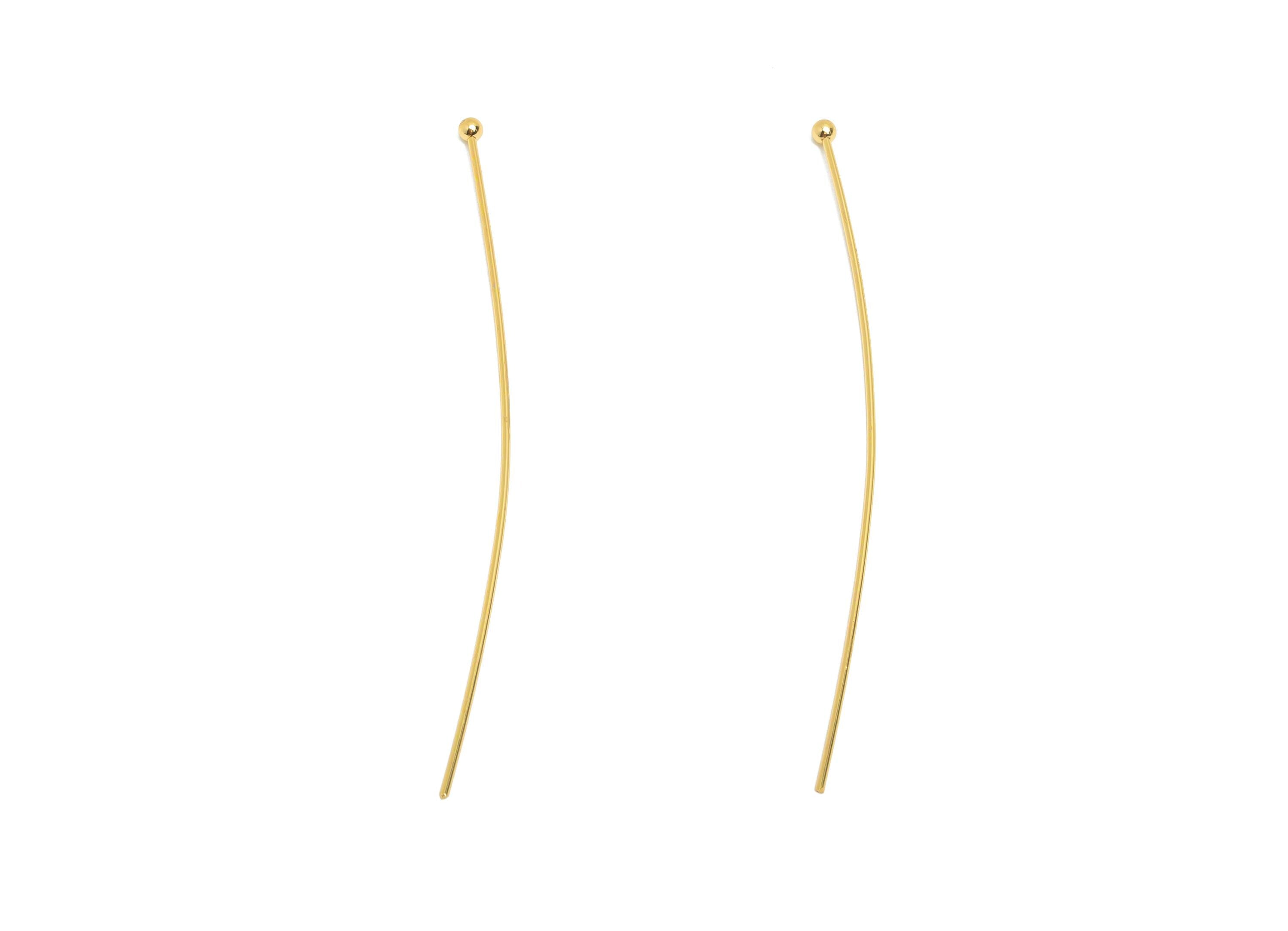 0.7*60*2mm Gold Ball Headpin - Brass Bead Stopper Pin - Metal Headpin - DIY Jewelry Making - Bead Supplies for Handmade Creation - RGP10350 - DOMEDBAZAAR