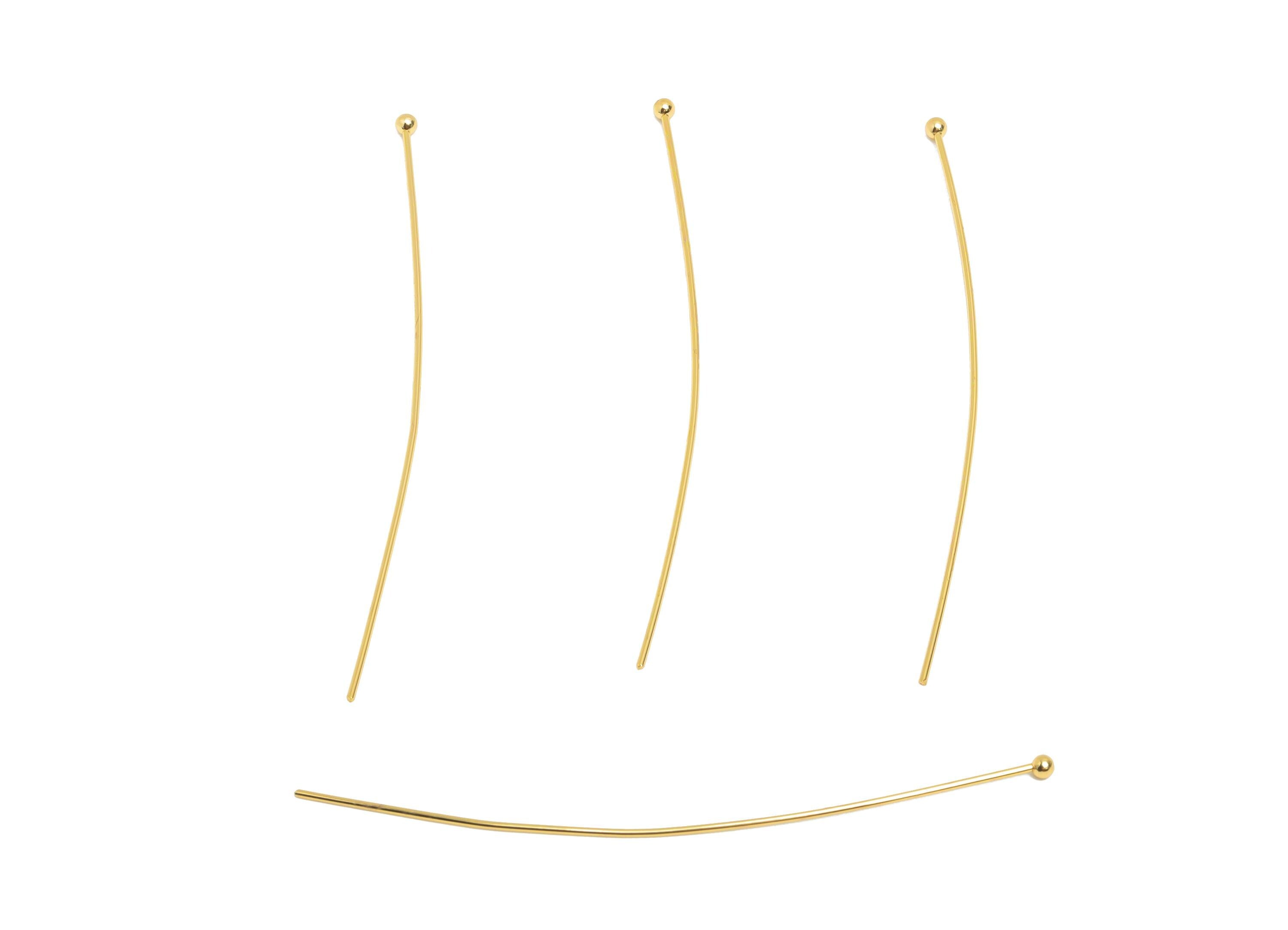 0.7*60*2mm Gold Ball Headpin - Brass Bead Stopper Pin - Metal Headpin - DIY Jewelry Making - Bead Supplies for Handmade Creation - RGP10350 - DOMEDBAZAAR