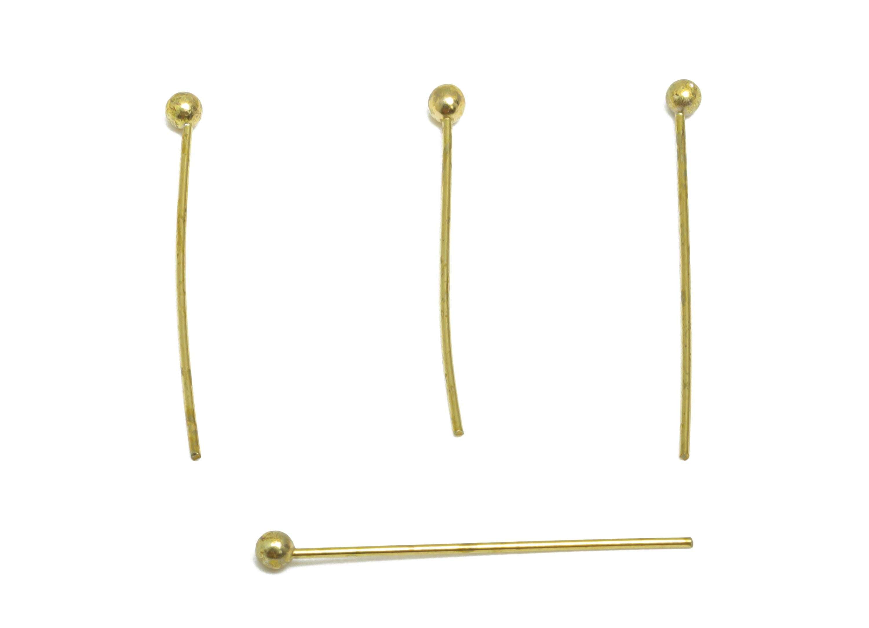 0.5*20*2mm Ball Headpin - Raw Brass Bead Stopper Pin - Metal Headpin - DIY Jewelry Making - Bead Supplies for Handmade Creation - PP11012 - DOMEDBAZAAR