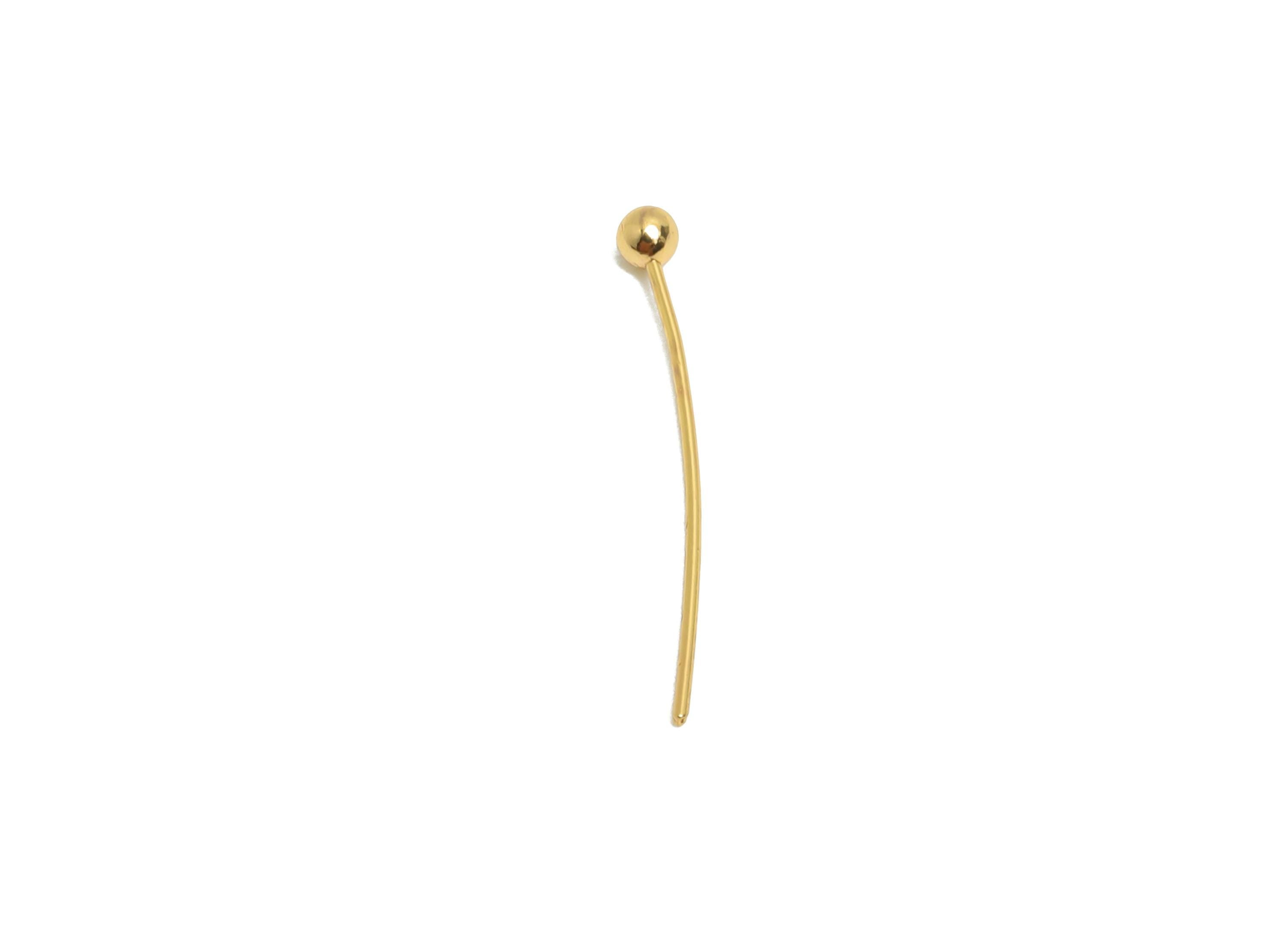 0.5*18*2mm Gold Ball Headpin - Brass Bead Stopper Pin - Metal Headpin - Jewelry Components - Bead Supplies for Handmade Creation - RGP10351 - DOMEDBAZAAR