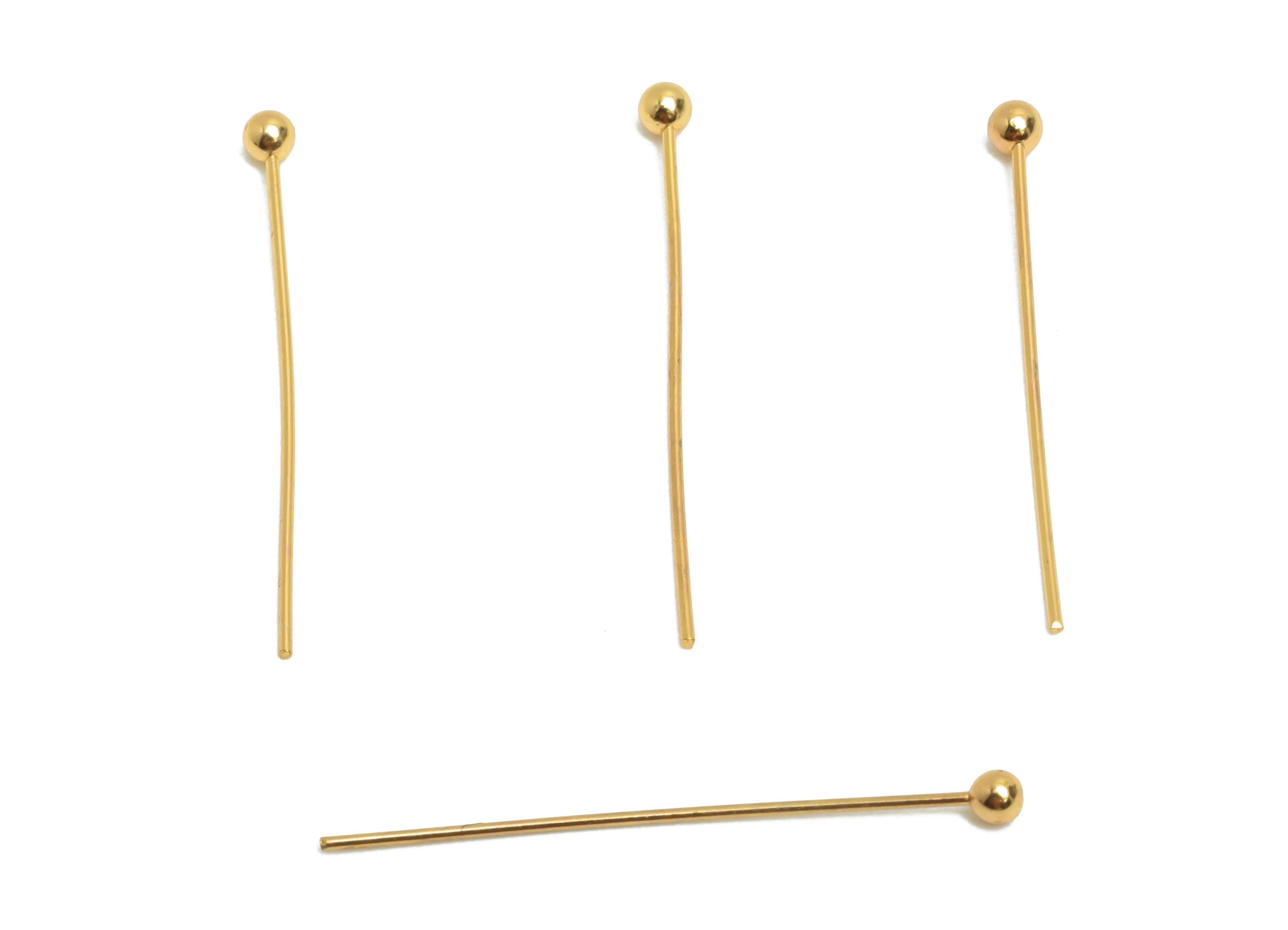 0.5*22*2mm Gold Ball Headpin - Brass Bead Stopper Pin - Metal Headpin - Wire Pin For Jewelry - Bead Supplies for Handmade Creation -RGP10353 - DOMEDBAZAAR