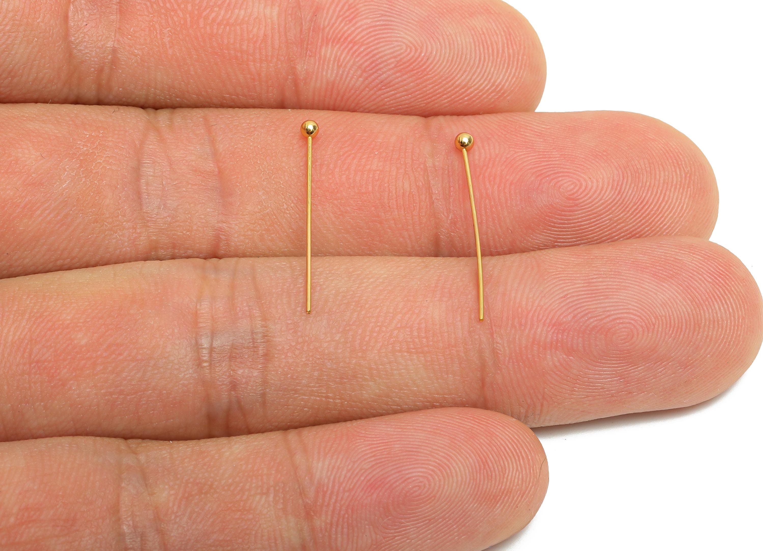 0.5*22*2mm Gold Ball Headpin - Brass Bead Stopper Pin - Metal Headpin - Wire Pin For Jewelry - Bead Supplies for Handmade Creation -RGP10353 - DOMEDBAZAAR