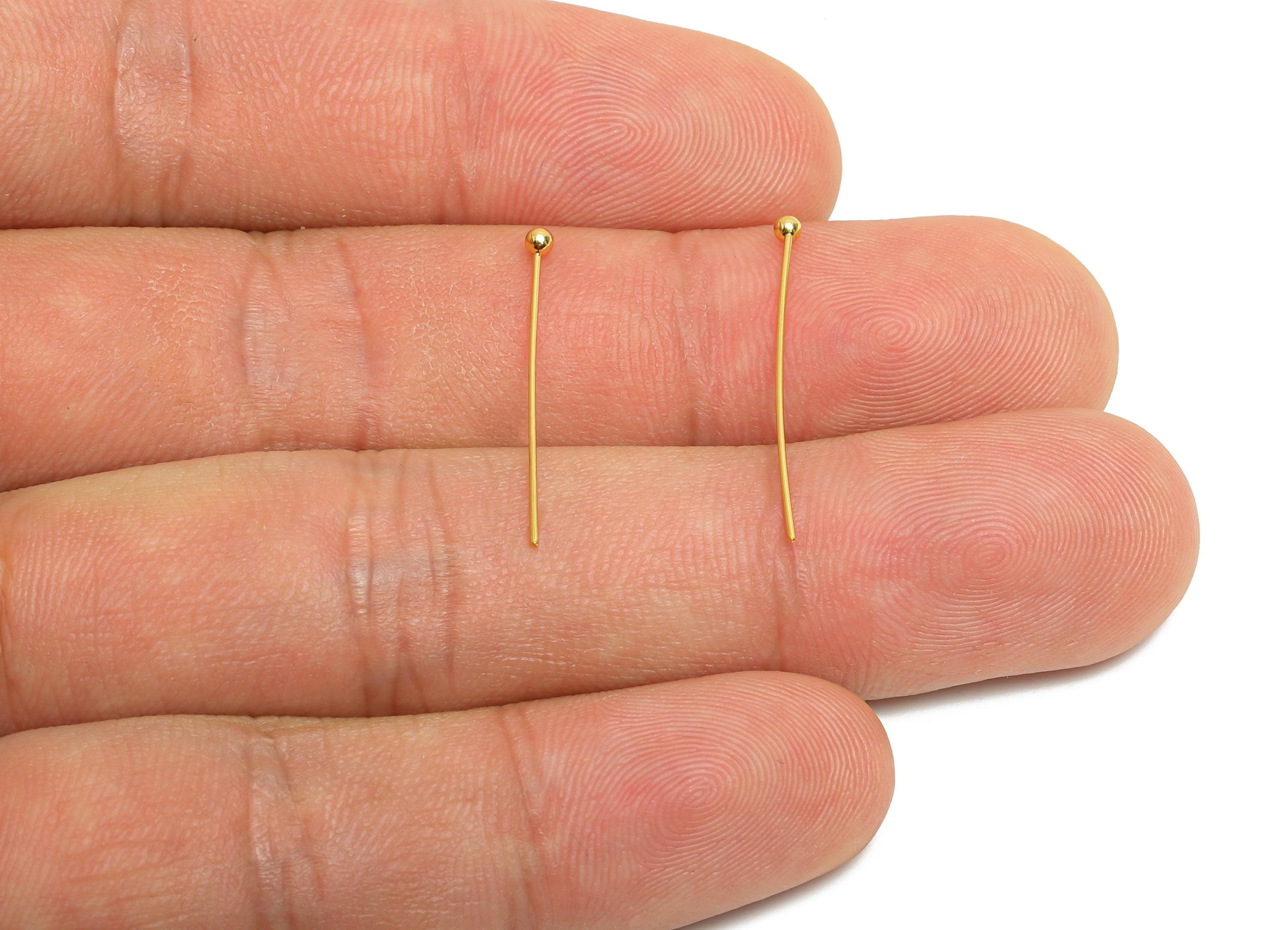 0.5*24*2mm Gold Ball Headpin - Brass Bead Stopper Pin - Metal Headpin - Wire Pin For Jewelry - Bead Supplies for Handmade Creation -RGP10354 - DOMEDBAZAAR