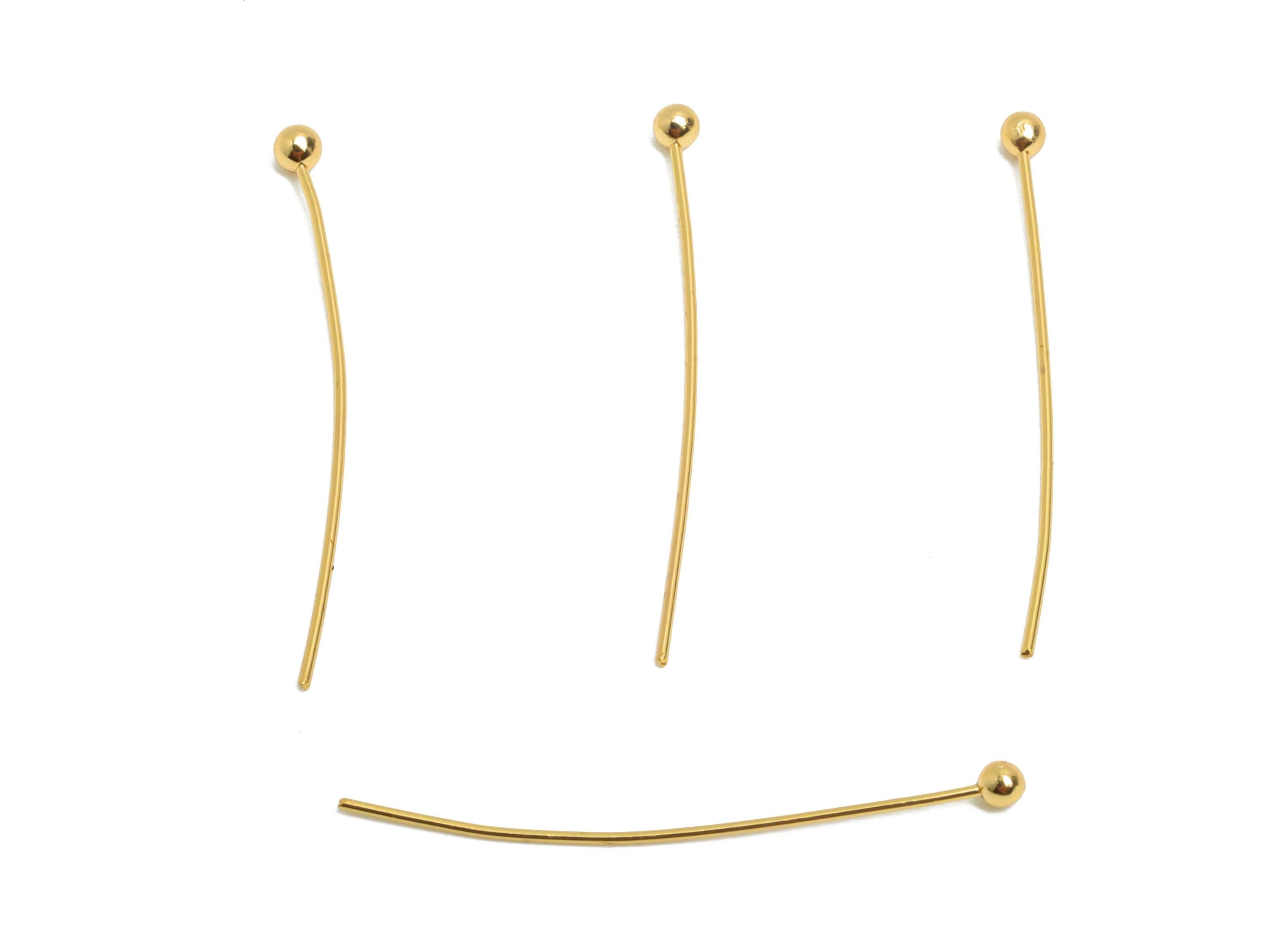 0.5*26*2mm Gold Ball Headpin - Brass Bead Stopper Pin - Metal Headpin - Wire Pin For Jewelry - Bead Supplies for Handmade Creation -RGP10355 - DOMEDBAZAAR