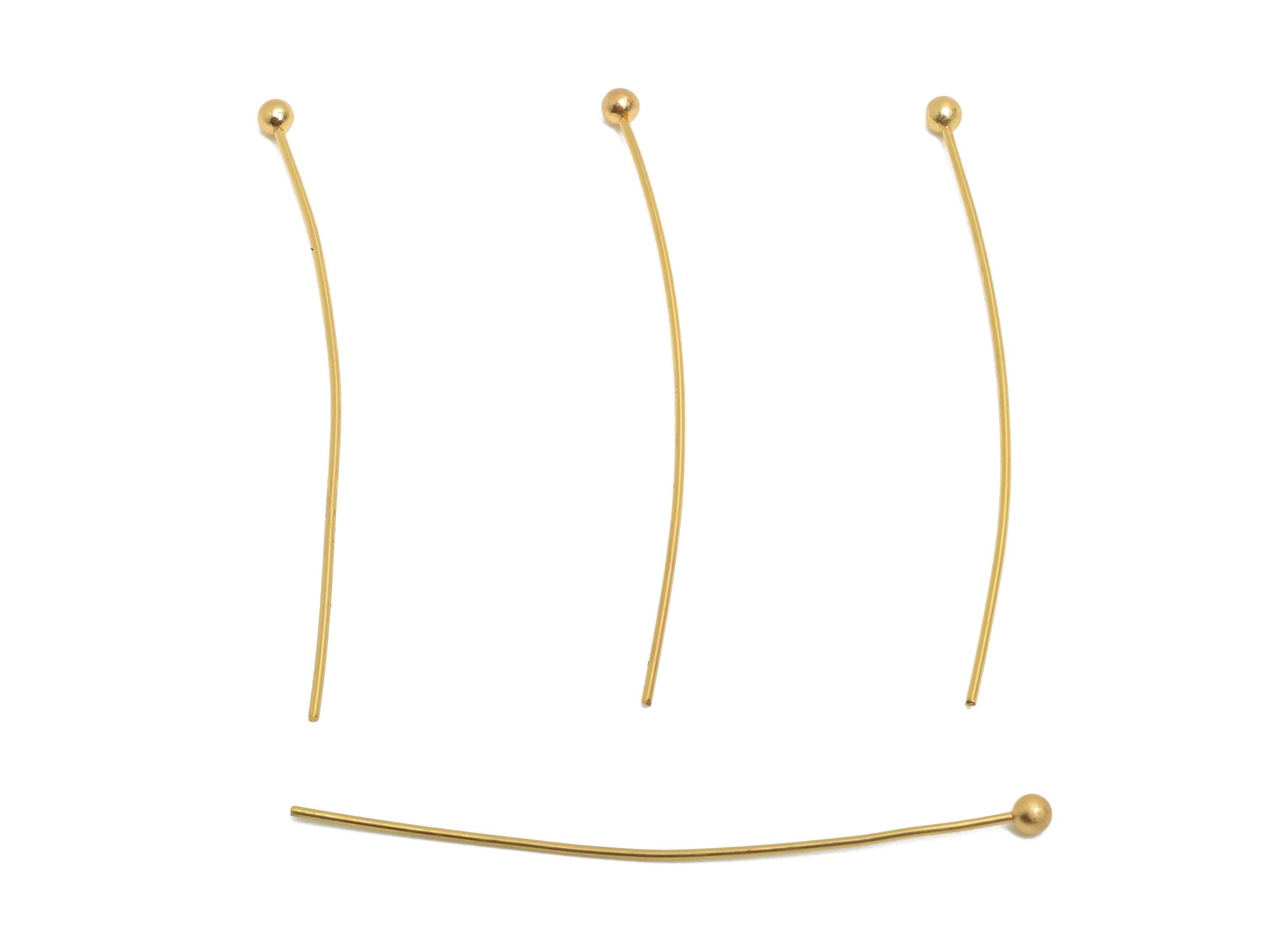 0.5*35*2mm Gold Ball Headpin - Brass Bead Stopper Pin - Metal Headpin - Wire Pin For Jewelry - Bead Supplies for Handmade Creation -RGP10358 - DOMEDBAZAAR