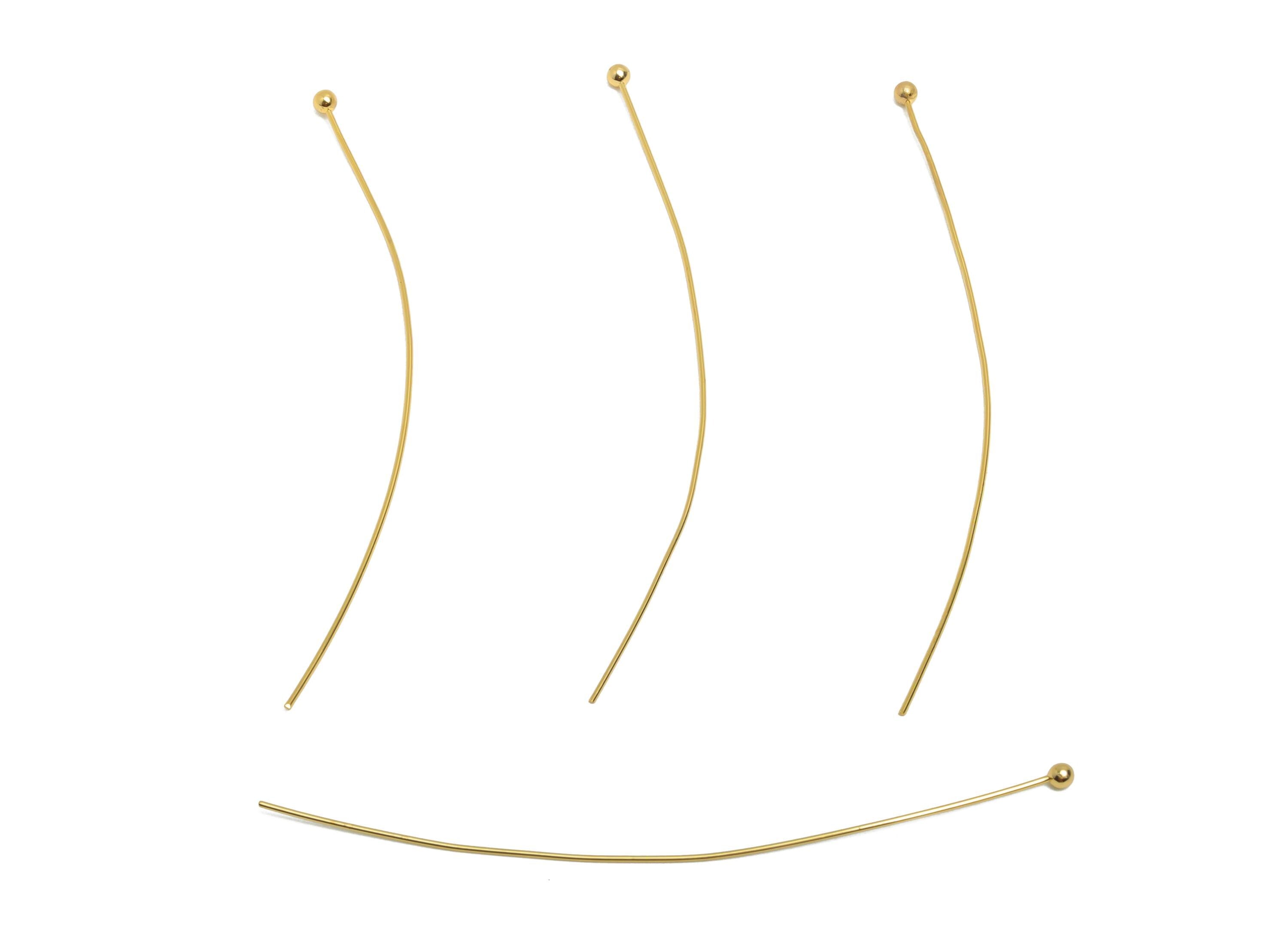 0.5*50*2mm Gold Ball Headpin - Brass Bead Stopper Pin - Metal Headpin - Wire Pin For Jewelry - Bead Supplies for Handmade Creation -RGP10361 - DOMEDBAZAAR