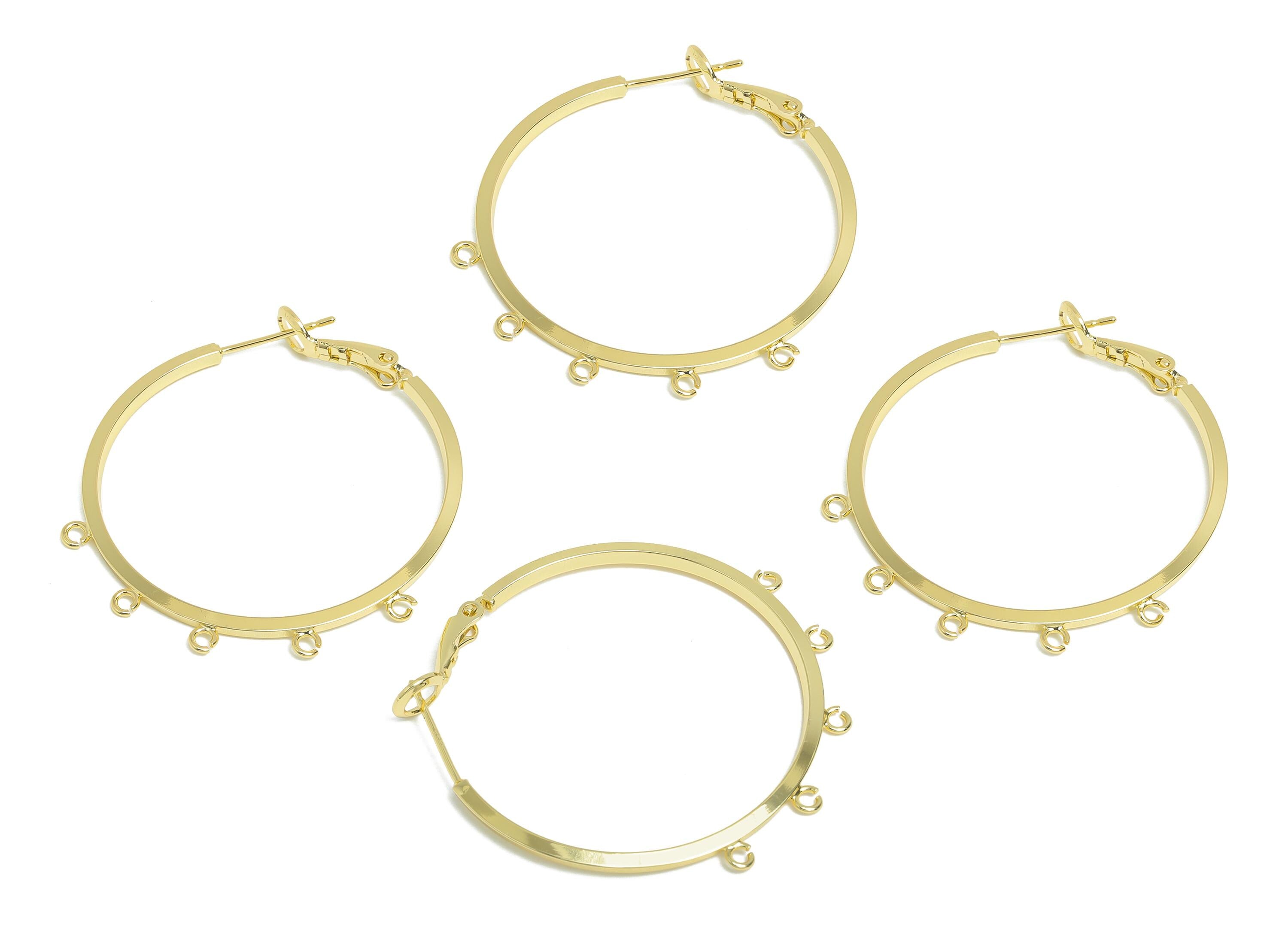 Brass Round Hoops Earring Connector - Earring Clasps With 5 Loops - Clasp Back Earring Connector - 14K Gold Plated -38x35x1.54mm -RGP9511-14 - DOMEDBAZAAR
