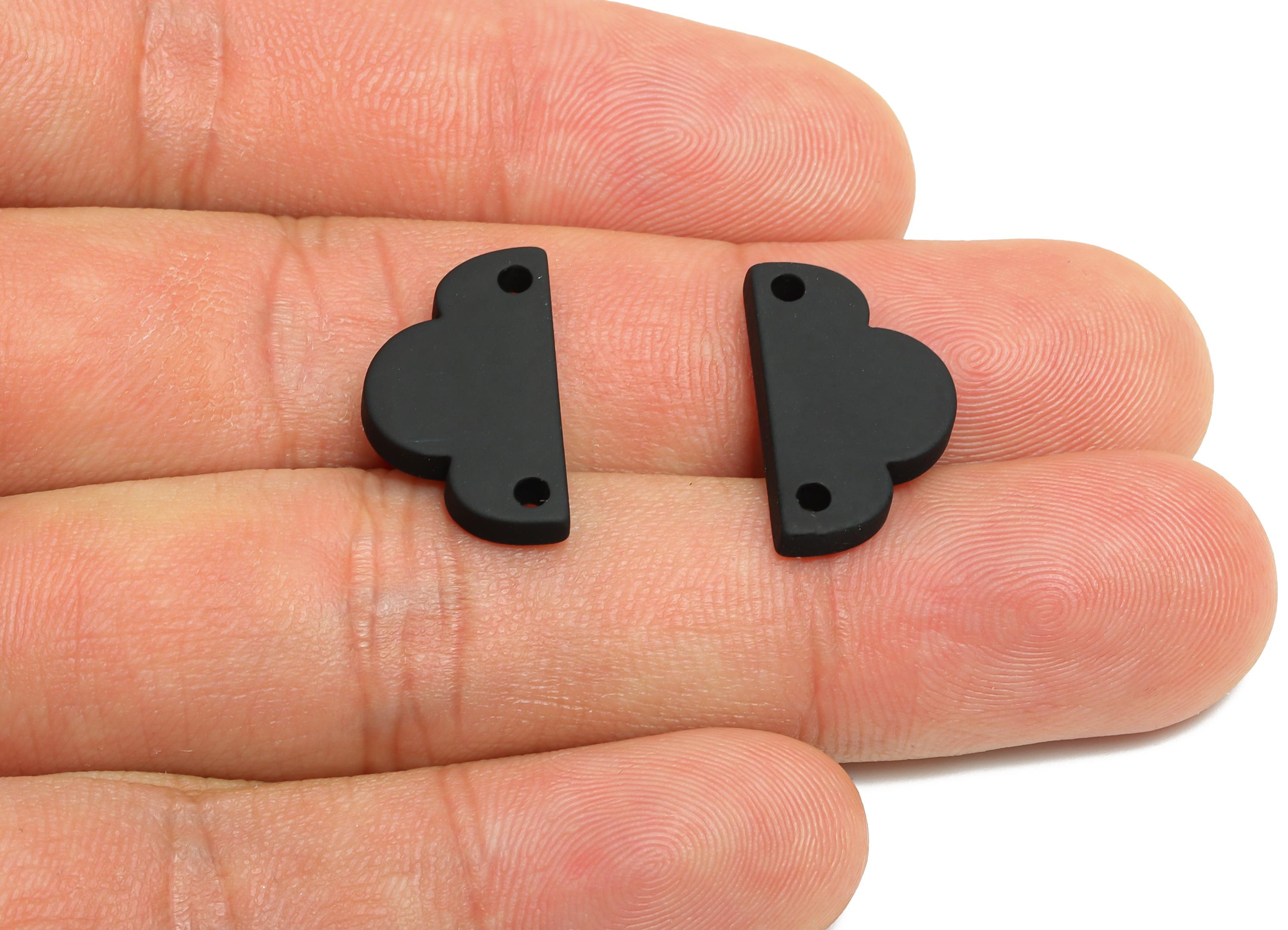Acrylic Black Clouds Charm - Two-Hole Connector - Earring Findings - Minimalist Jewelry Piece - Color Code: A66 - 19x11x2.76mm - AC2640-A66 - DOMEDBAZAAR