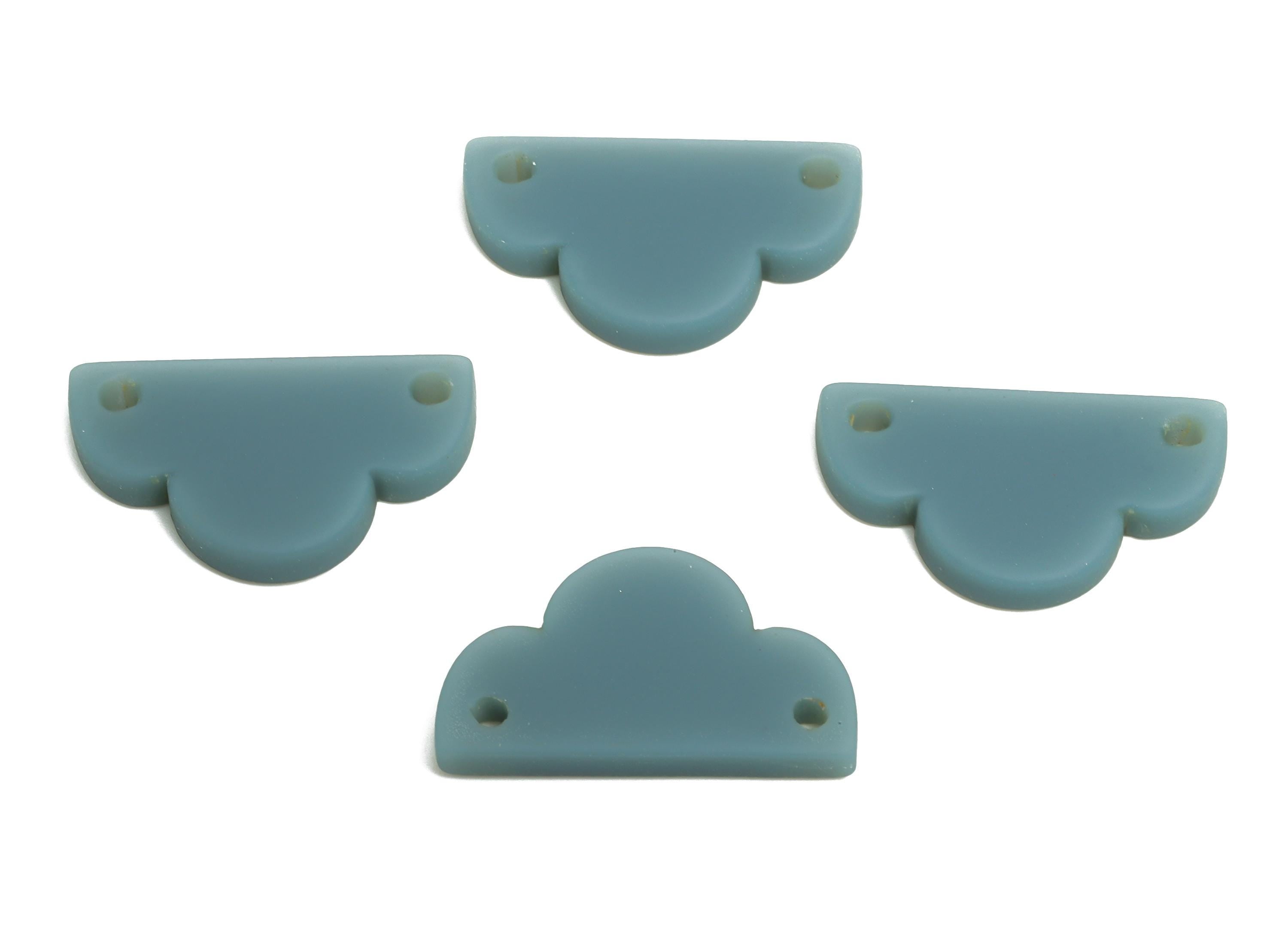 Acrylic Clouds Charm - Two-Hole Connector - Earring Findings - Minimalist Jewelry Piece - Color Code: A649 - 19x11x2.76mm - AC2640-A649 - DOMEDBAZAAR