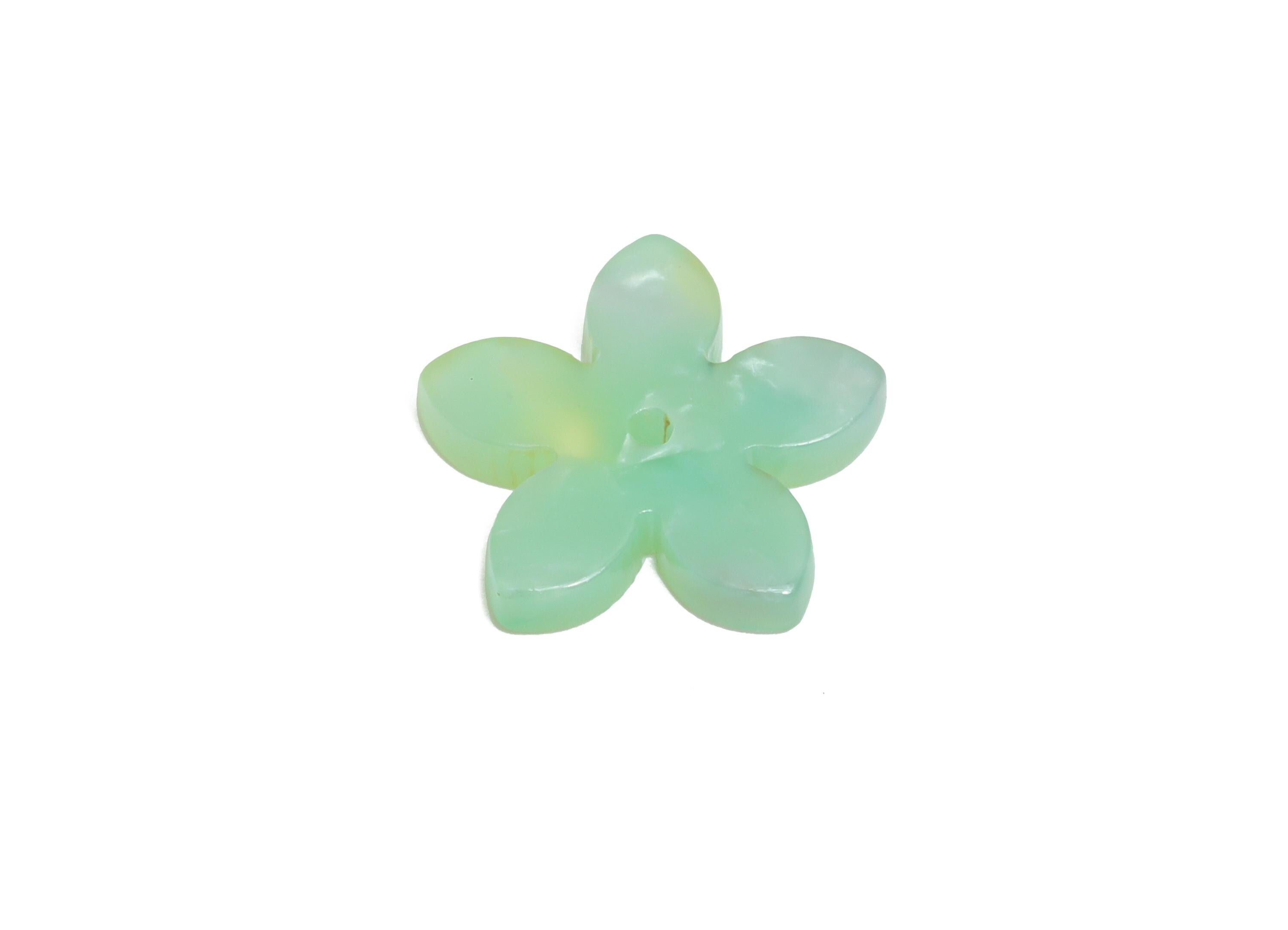 Acetic Acid Flower Charm - Green Flower Charm - Earring Findings - Minimalist Jewelry Piece - Color Code: A1064 - 15x15x2mm - AC2639-A1064 - DOMEDBAZAAR