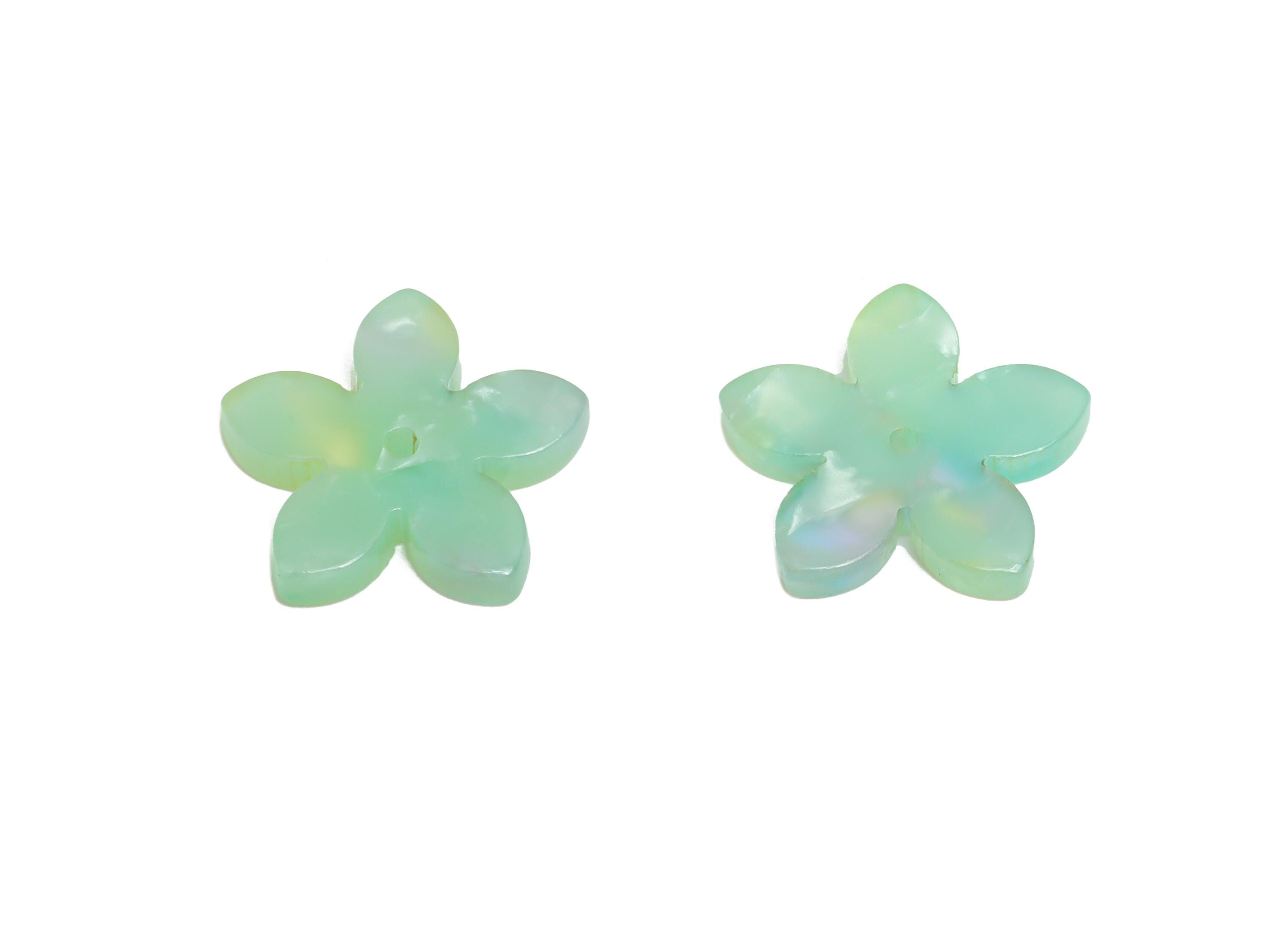 Acetic Acid Flower Charm - Green Flower Charm - Earring Findings - Minimalist Jewelry Piece - Color Code: A1064 - 15x15x2mm - AC2639-A1064 - DOMEDBAZAAR