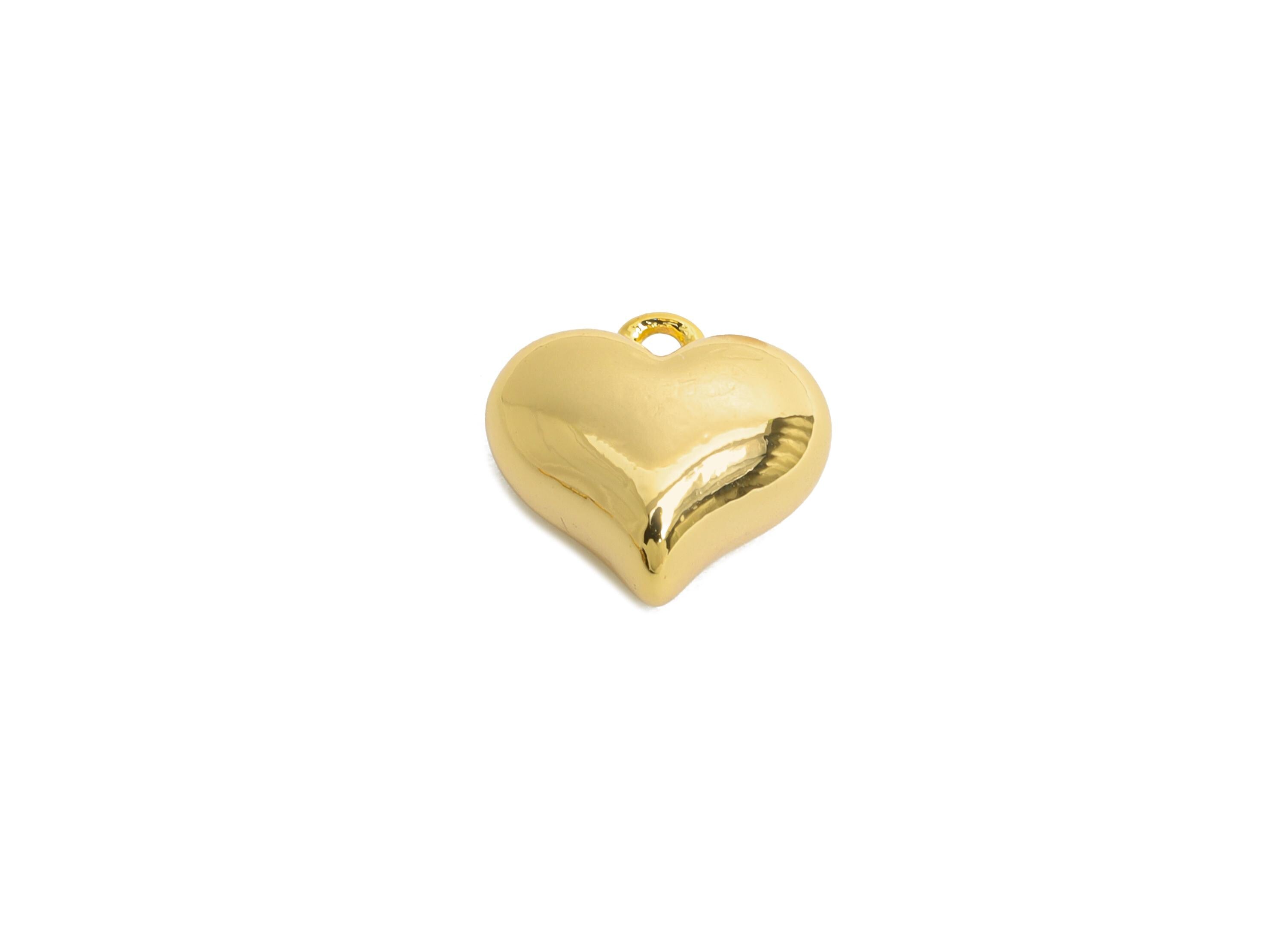 Brass Heart Earring Charms - Sleek Gold Heart Pendant for Necklace - Refined Jewelry DIY - 18K Real Gold Plated - 10.8x10x5.52mm - RGP9933 - DOMEDBAZAAR