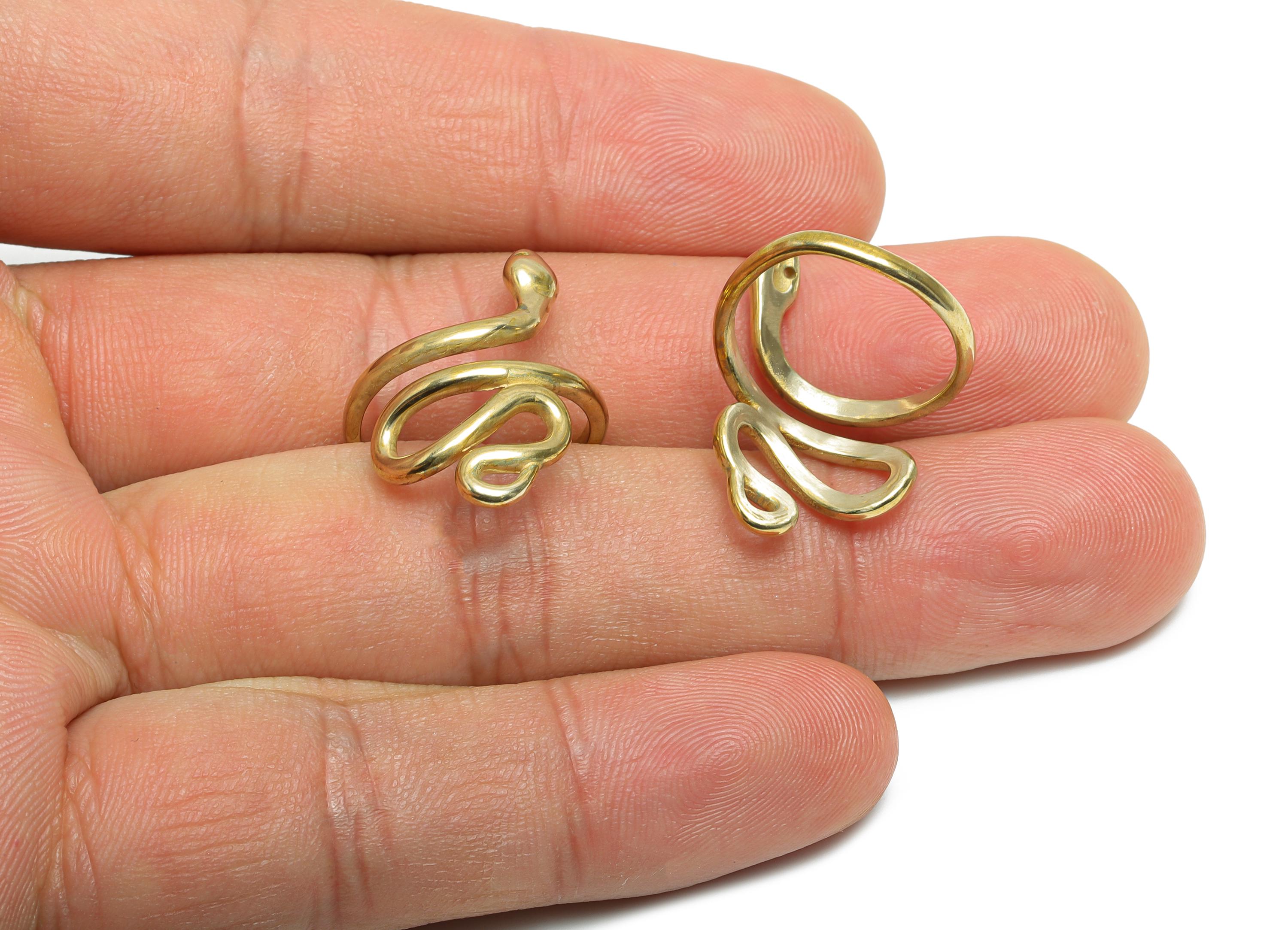 Brass Artistic Snake Ring - Raw Brass Coiled Snake Fashion Ring - Vintage Snake Ring - Symbolic Snake Endless Ring - 24x18x18.2mm - PP11024 - DOMEDBAZAAR