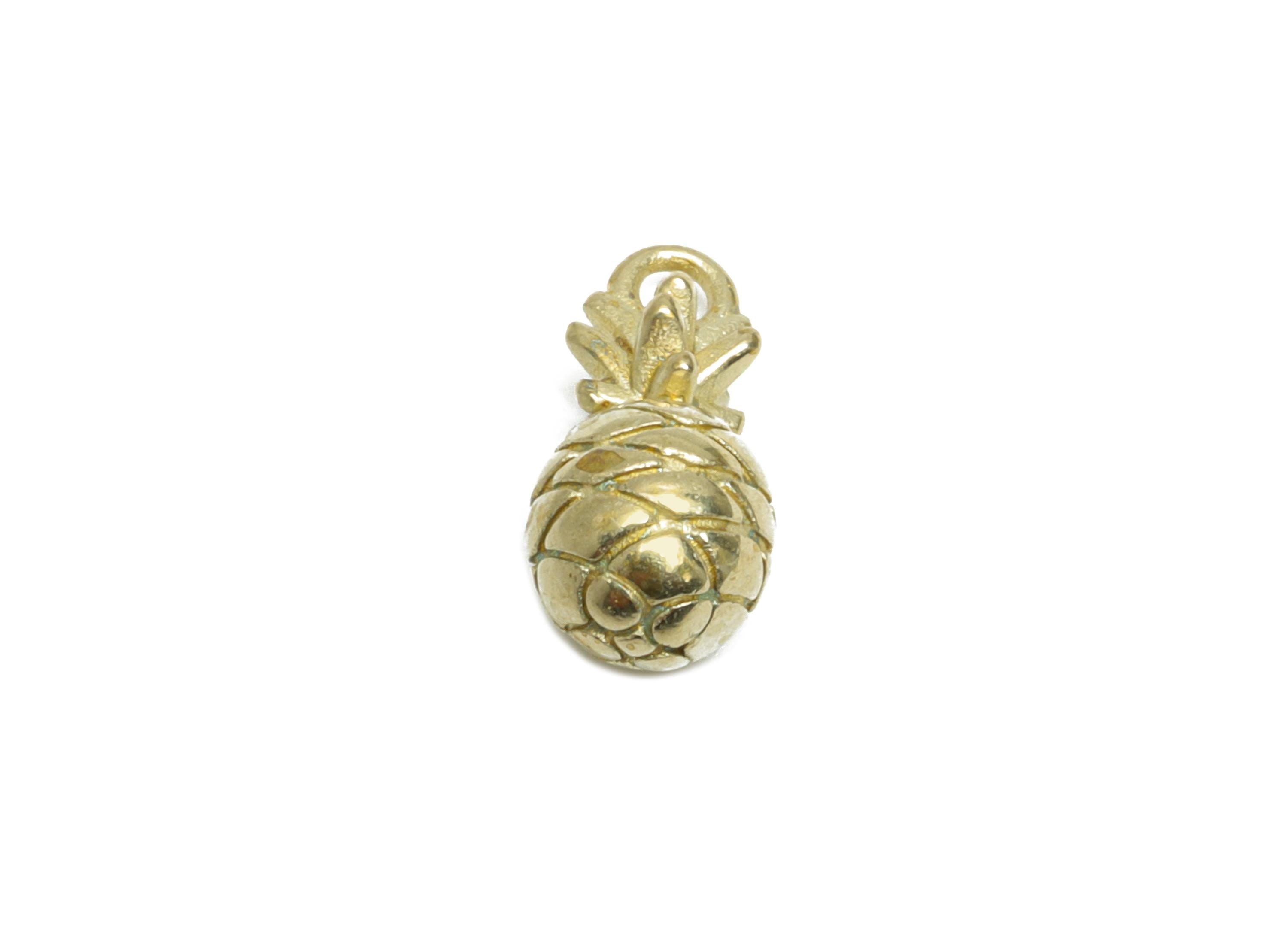 Brass Pineapple Charm - Decorative Brass Fruit Charm - Tropical Fruit Pendant - Raw Brass Pineapple Jewelry Charm - 12.25x6x6mm - PP10997 - DOMEDBAZAAR