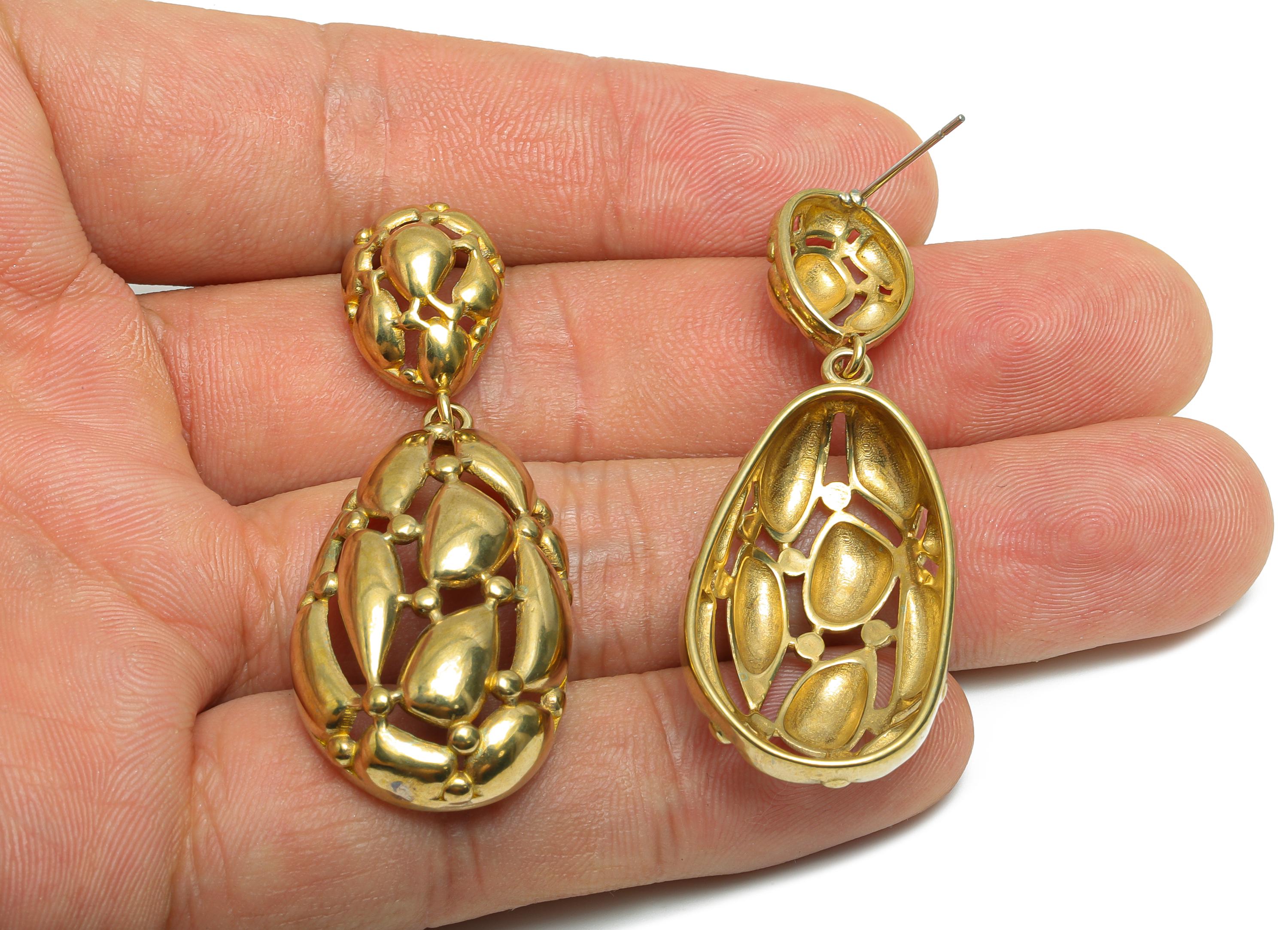 Bold Drop Earring Stud - Raw Brass Dangle Earring Stud - Dainty Intricate Dangle Earring - Brass Teardrop Earring Stud - 51x19x8mm - PP10988 - DOMEDBAZAAR