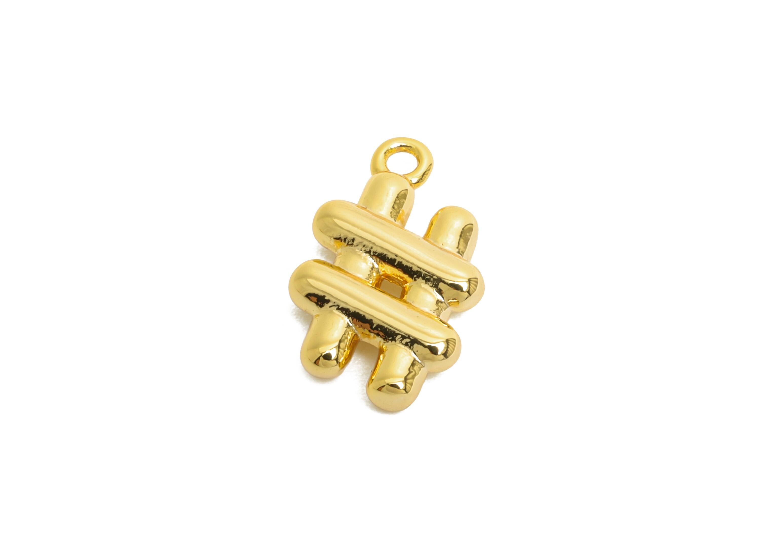 Brass Abstract Earring Charm - Gold Geometric Fence Charms - Chic Jewelry Accessories - 18K Real Gold Plated Brass- 14.2x8.5x2.7mm - RGP9908 - DOMEDBAZAAR