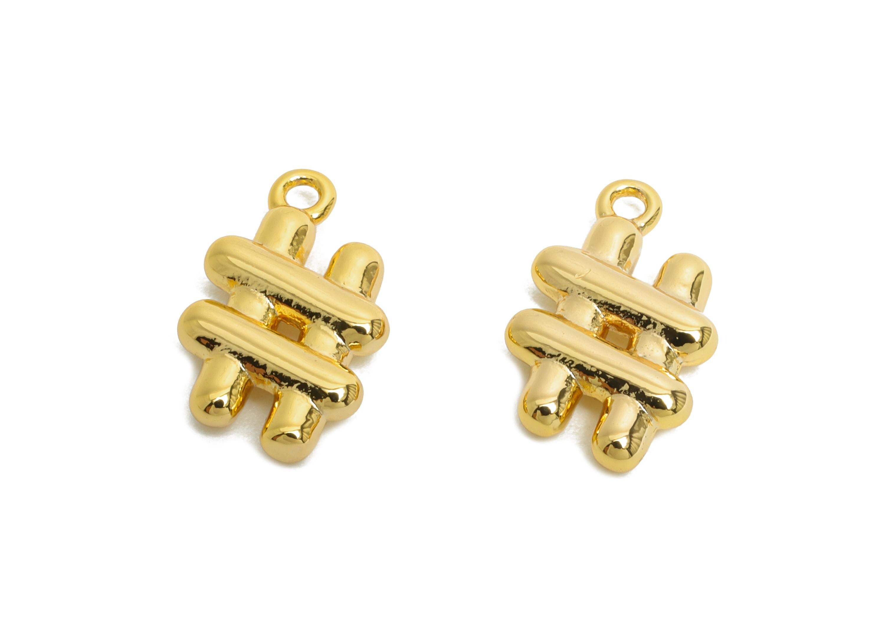 Brass Abstract Earring Charm - Gold Geometric Fence Charms - Chic Jewelry Accessories - 18K Real Gold Plated Brass- 14.2x8.5x2.7mm - RGP9908 - DOMEDBAZAAR