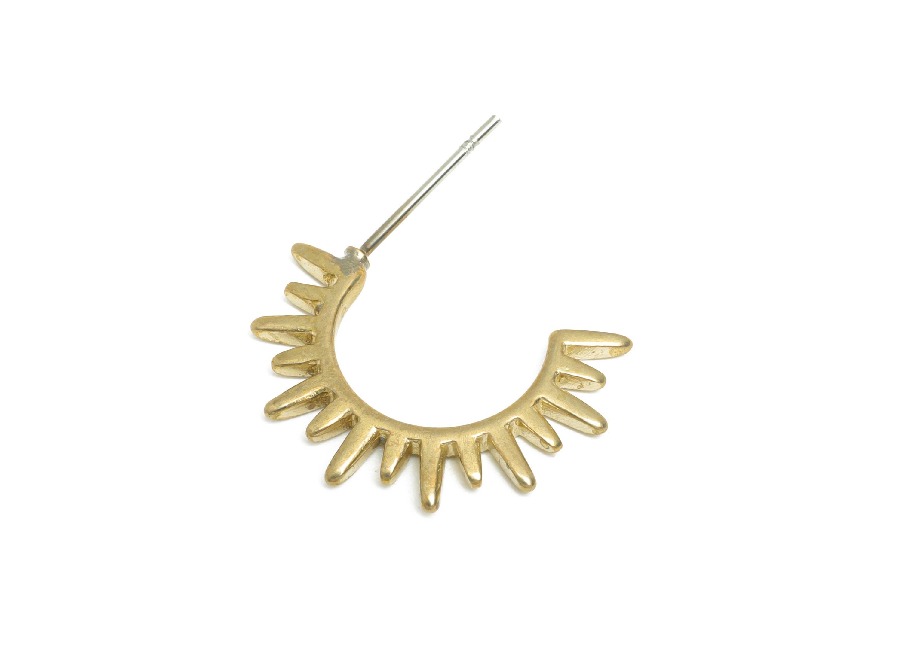 Spiked Semi Circle Hoop Earring - Sunburst Stud Hoop Earring - Modern Punk Hoop - Fashionable Hoop Stud Earring - 20.6x13.5x1.8mm - PP7573 - DOMEDBAZAAR