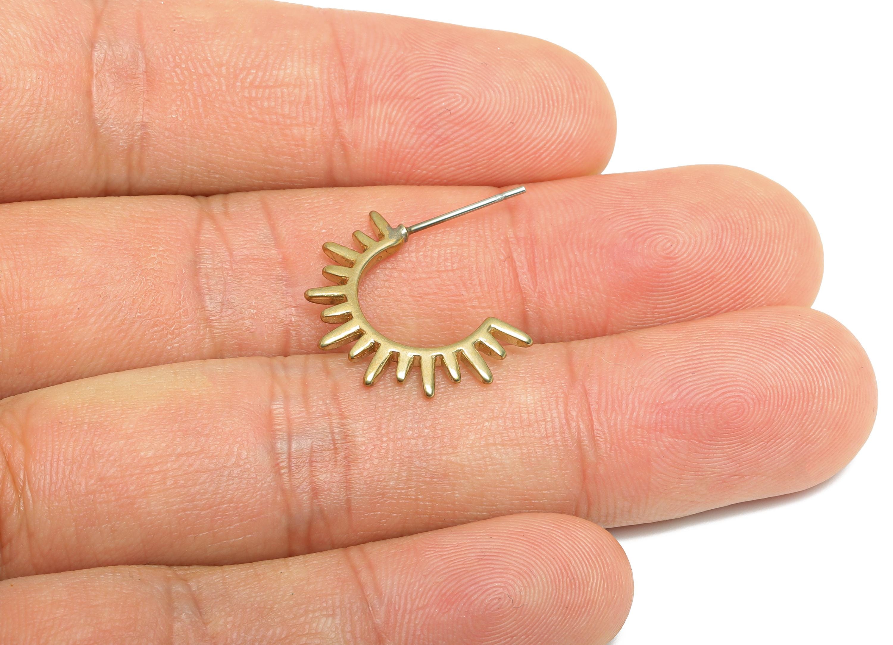 Spiked Semi Circle Hoop Earring - Sunburst Stud Hoop Earring - Modern Punk Hoop - Fashionable Hoop Stud Earring - 20.6x13.5x1.8mm - PP7573 - DOMEDBAZAAR