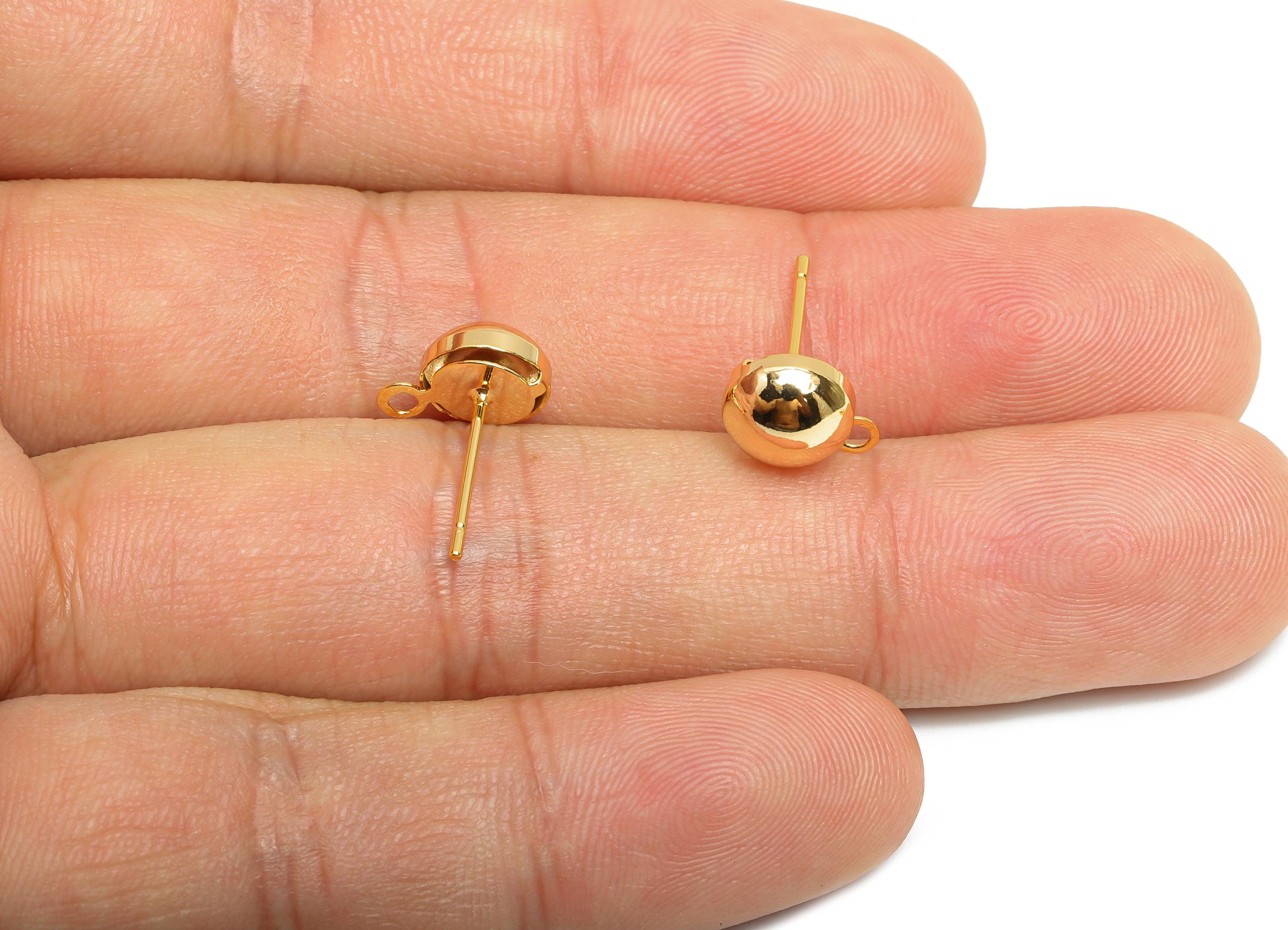 Half-Dome Earring Post - Brass Customizable Jewelry Post - Gold Minimalist Charm-Ready Earring Base - Dangle Attachment - 10x7x4mm- RGP10403 - DOMEDBAZAAR