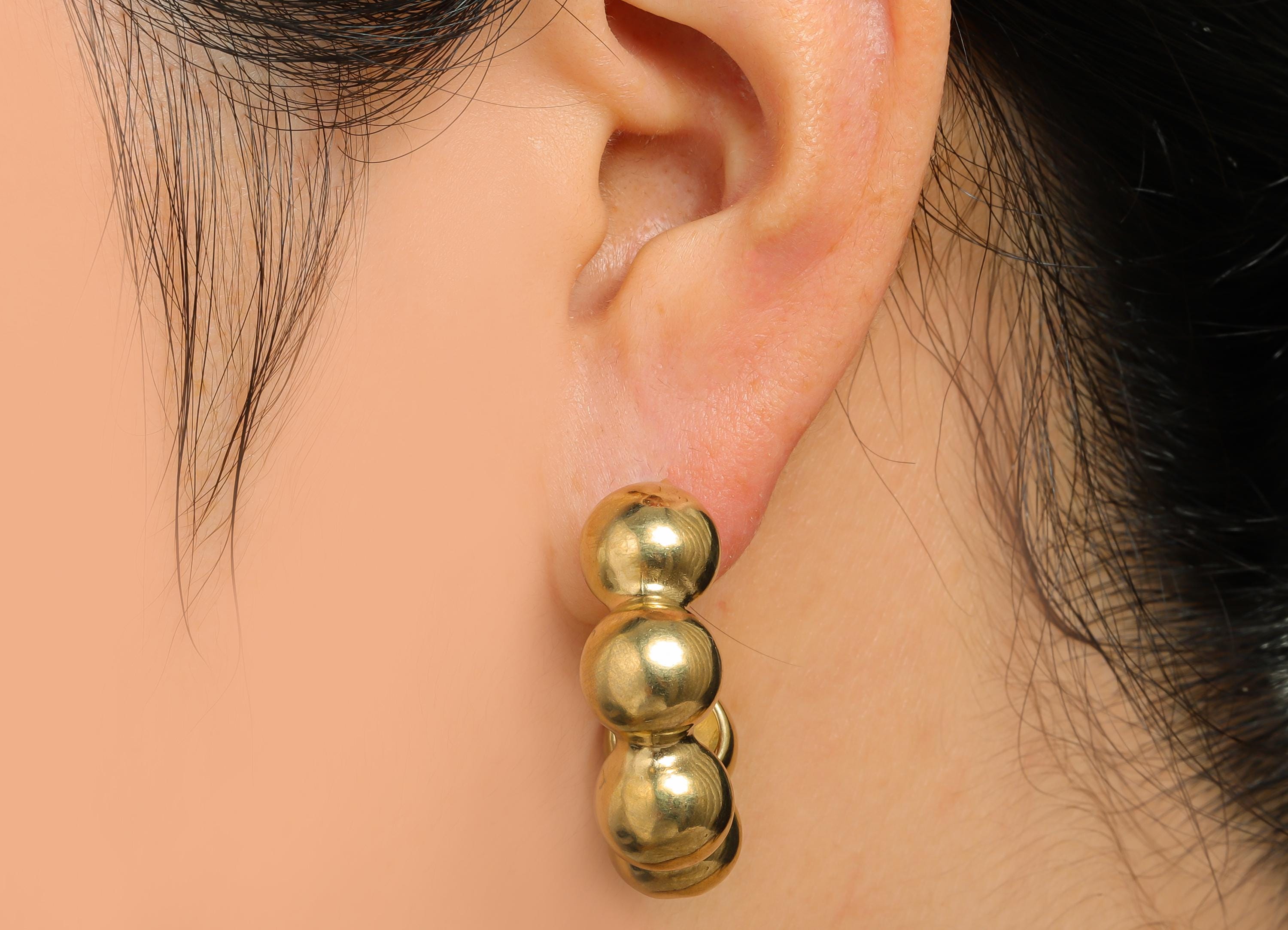 Chunky Hoop Earring - Brass Shiny Bold Hoop Stud - Glossy Chunky Hoop Post - Segment Hoop Geometric Chunky Earring - 34x26x10mm - PP11063 - DOMEDBAZAAR