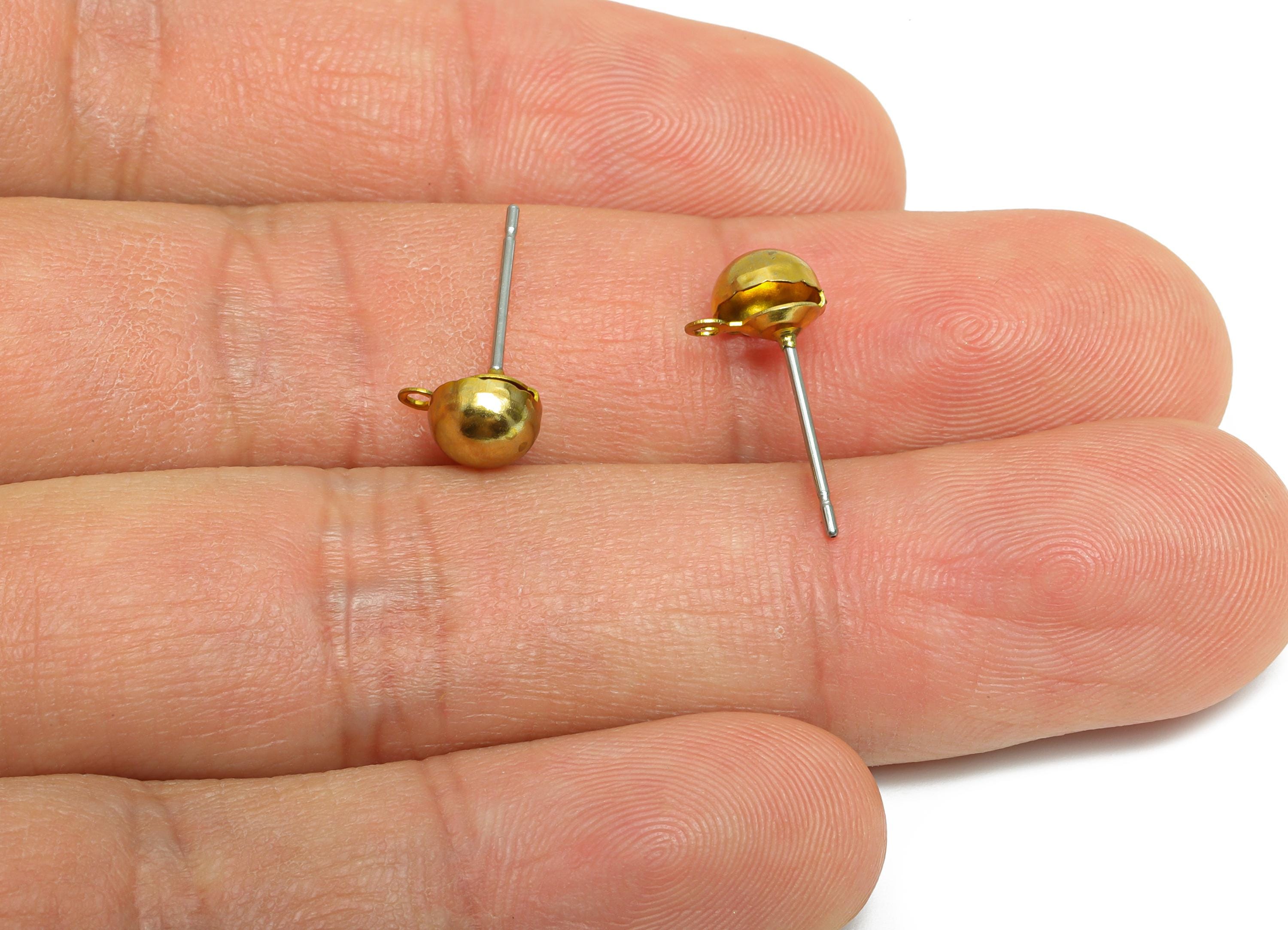 Half-Dome Earring Post - Raw Brass Customizable Jewelry Post - Minimalist Charm - Ready Earring Base - Dangle Attachment - 7x5x4mm-PP11058 - DOMEDBAZAAR