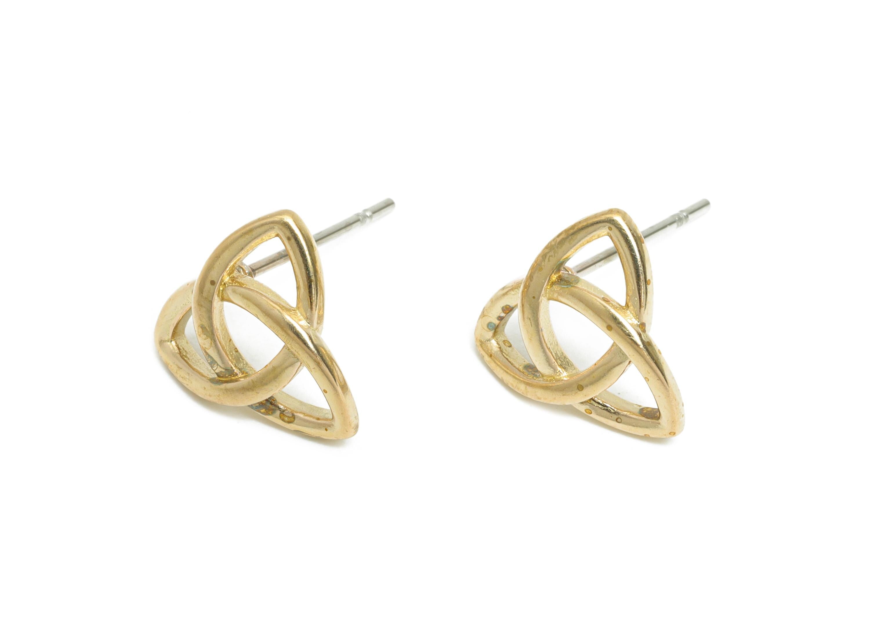 Brass Geometry Earring - Raw Brass Eternal Knot Jewelry - Symbolic Solidarity Earring - Celtic Heritage Jewelry - 10x10x1mm - PP11060 - DOMEDBAZAAR