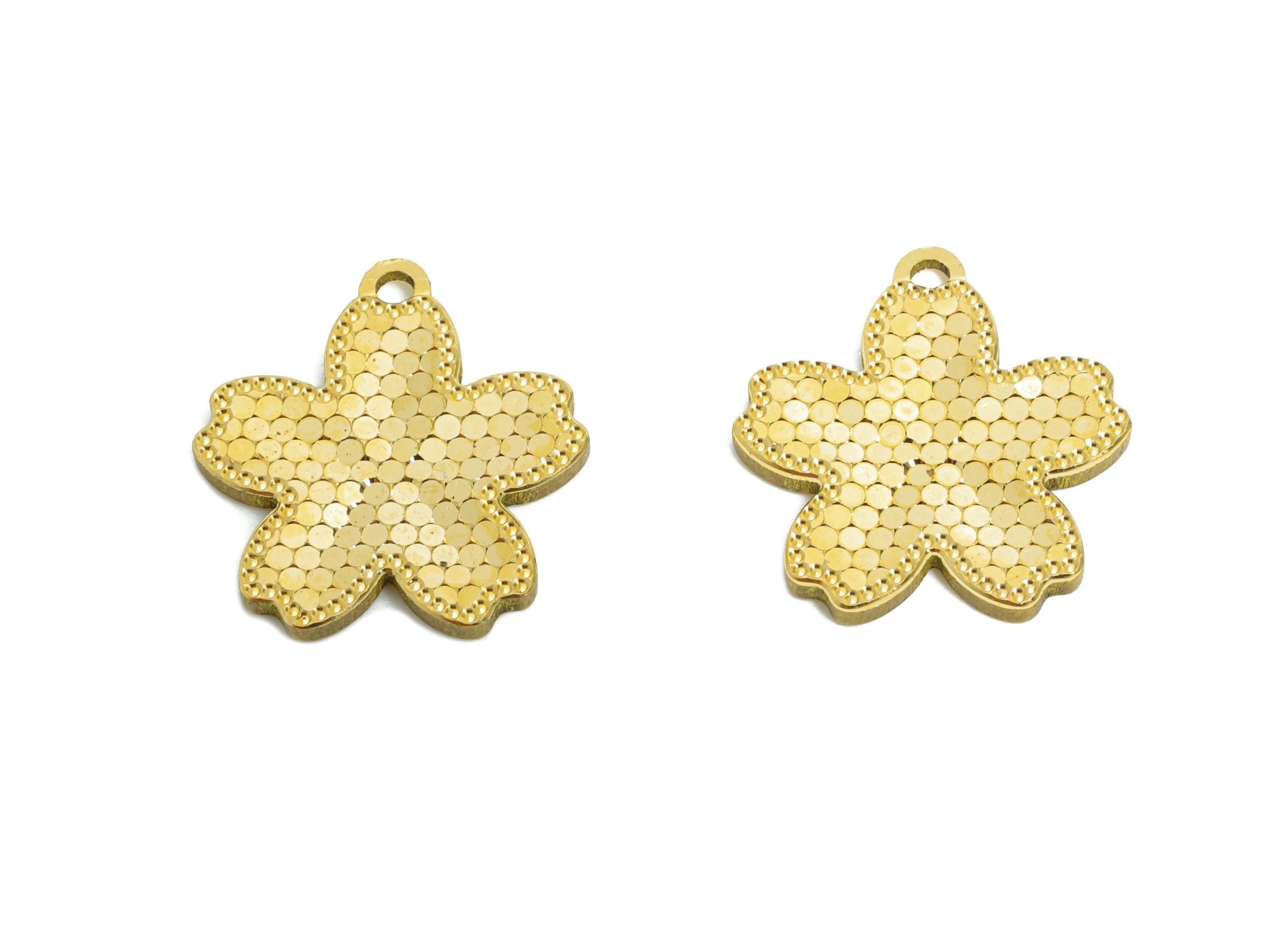 Brass Floral Pendant - Raw Brass Textured Scales Shine Daisy - Textured Laser Cut Jewelry - Luxury Pendant - 15x13x1mm - PP11170 - DOMEDBAZAAR