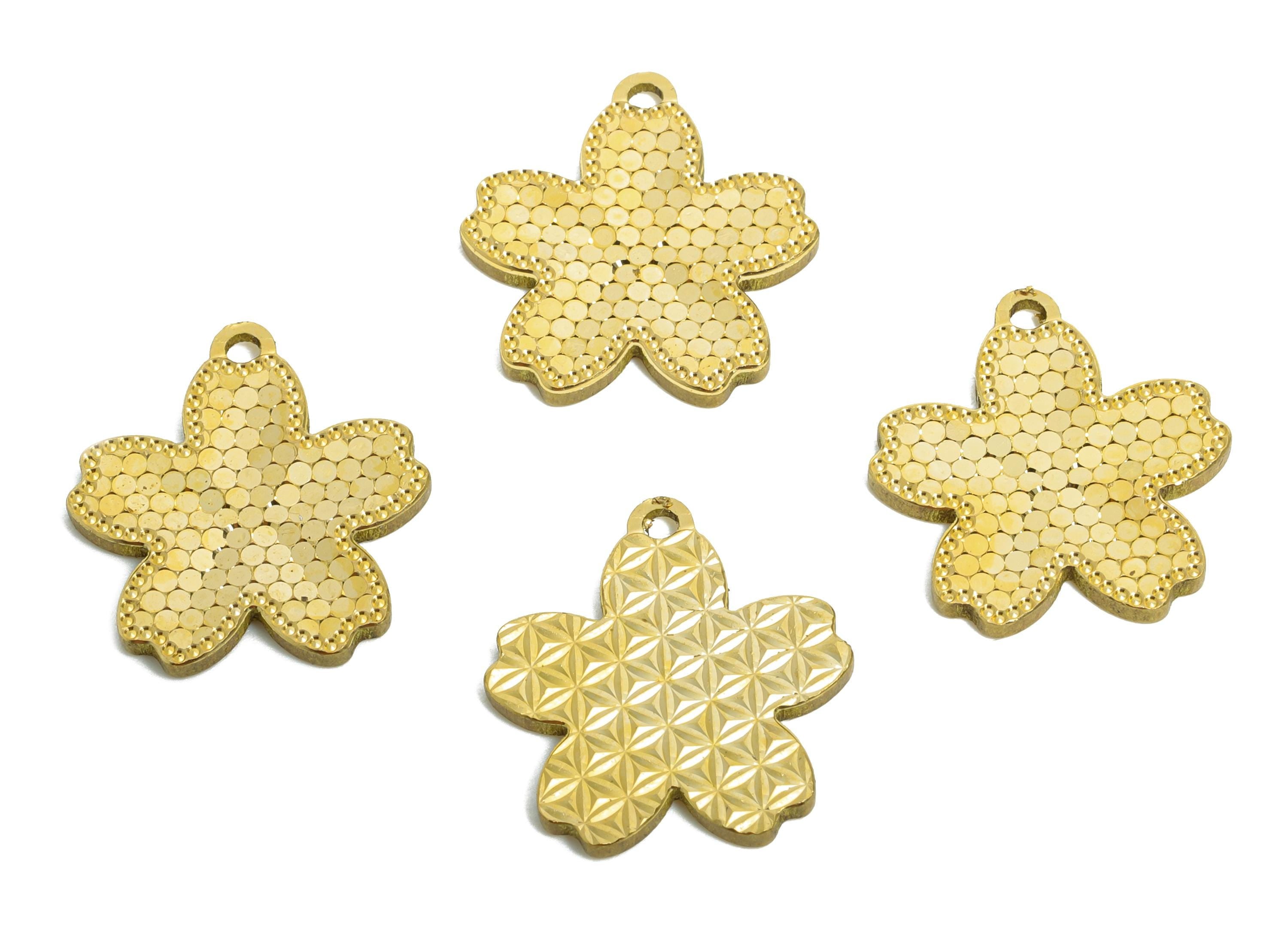 Brass Floral Pendant - Raw Brass Textured Scales Shine Daisy - Textured Laser Cut Jewelry - Luxury Pendant - 15x13x1mm - PP11170 - DOMEDBAZAAR