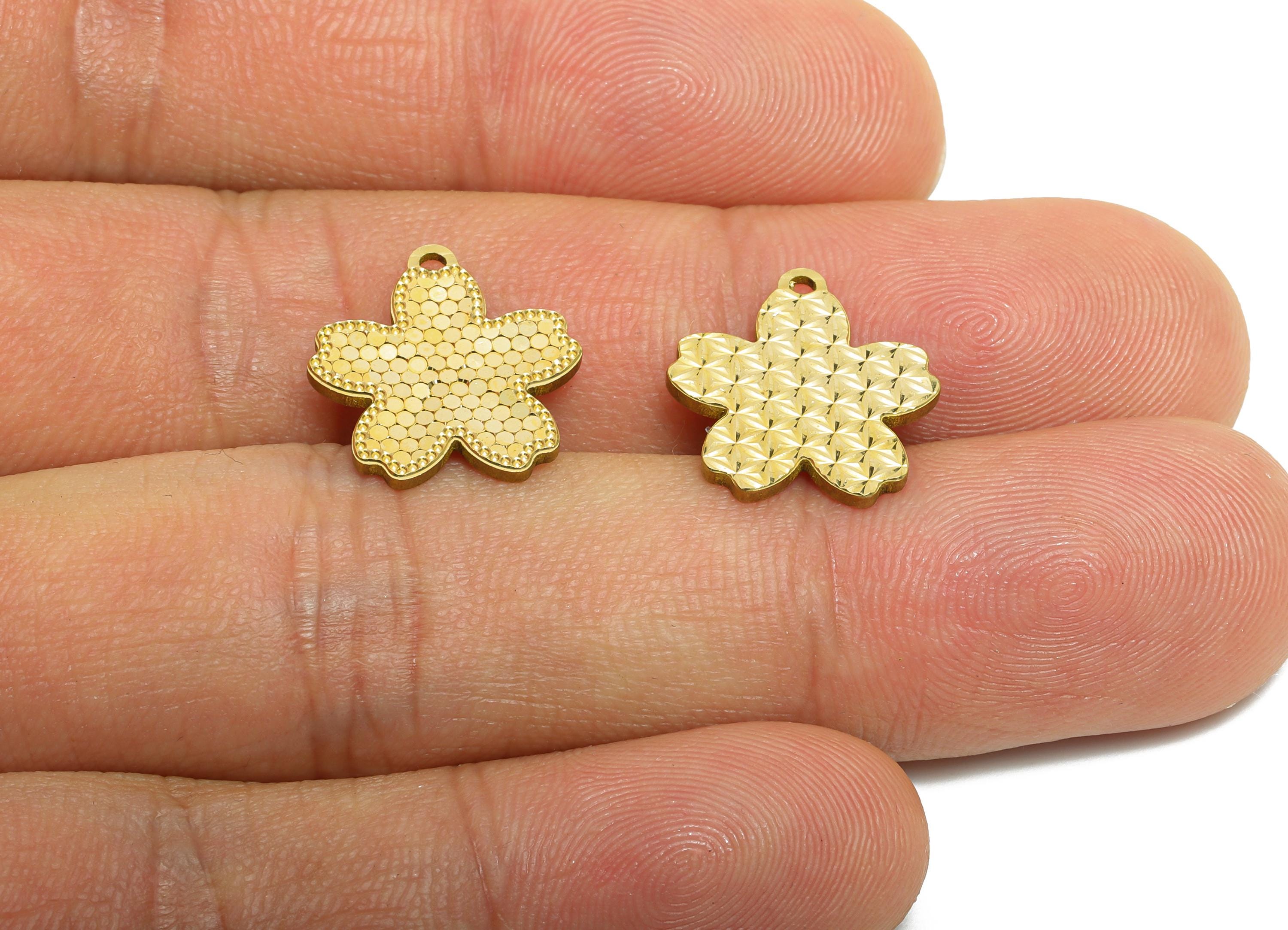 Brass Floral Pendant - Raw Brass Textured Scales Shine Daisy - Textured Laser Cut Jewelry - Luxury Pendant - 15x13x1mm - PP11170 - DOMEDBAZAAR