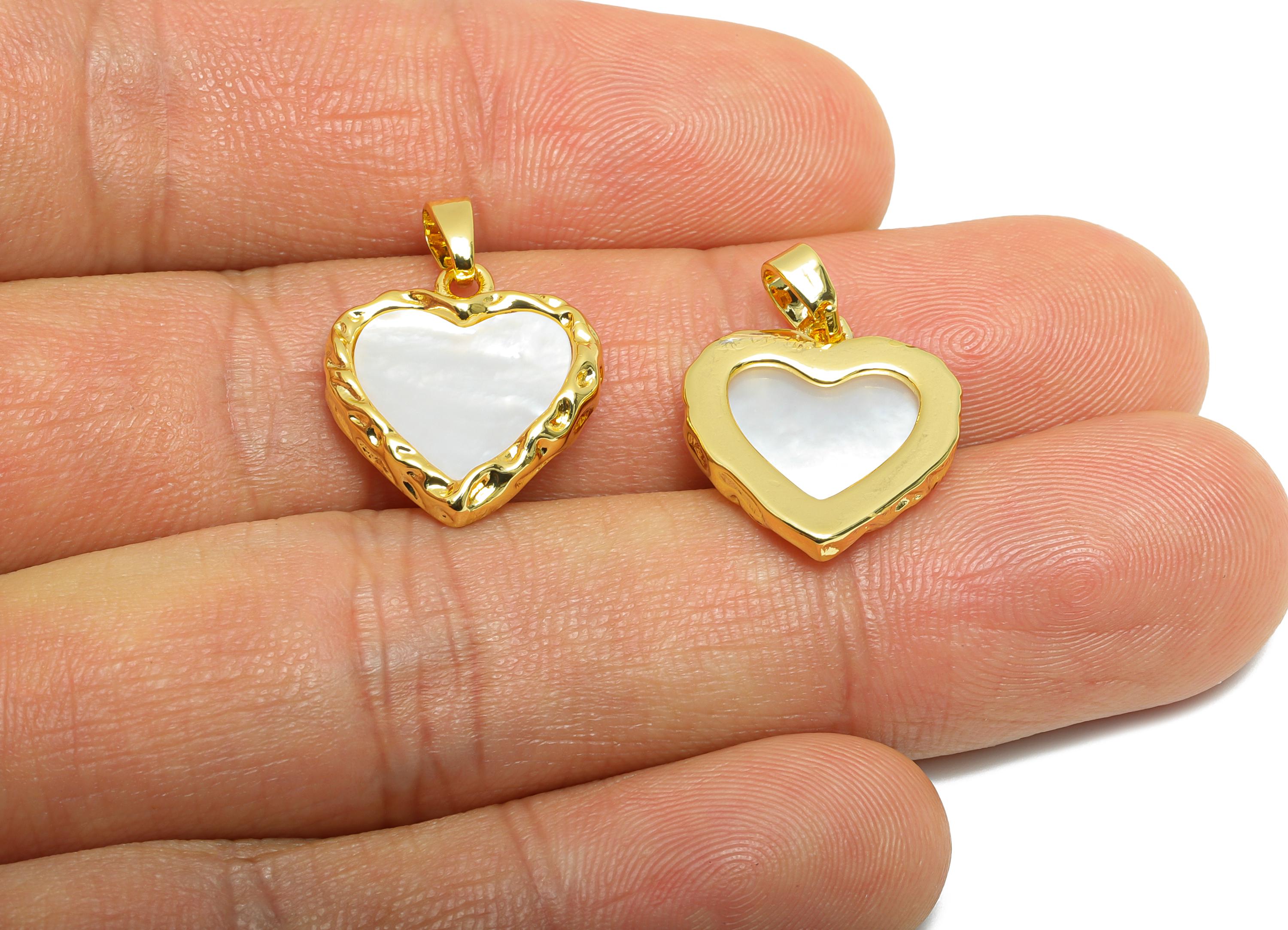 Brass Shell Heart Pendant - Gold Textured Natural Shell Pendant - Refined Necklace Jewelry - 18K Gold-Plated - 17.45x15.39x2.19mm - RGP10687 - DOMEDBAZAAR