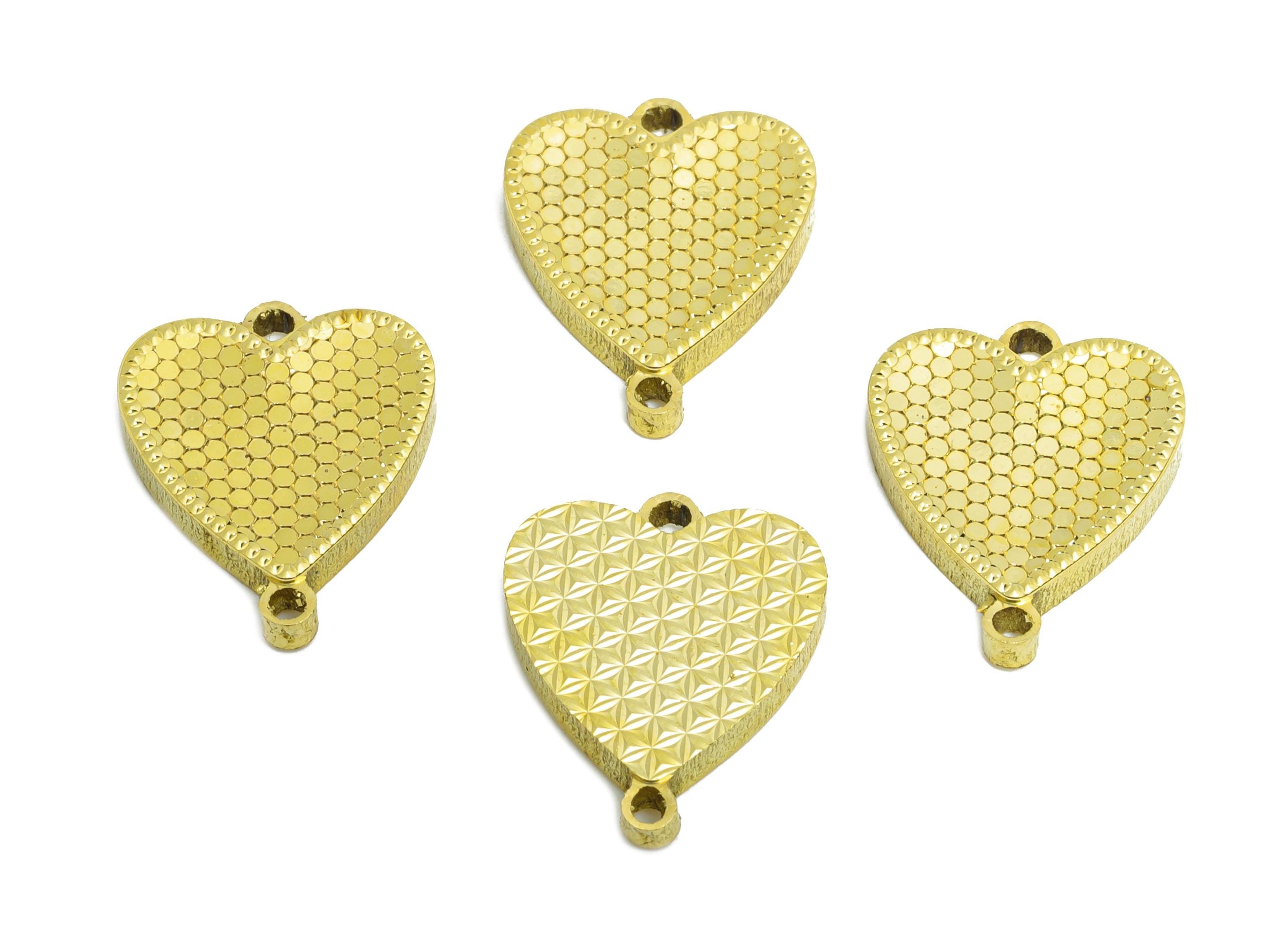 Heart Earring Connector - Raw Brass Textured Heart Bracelet - Romantic Theme Jewelry - Textured Laser Cut - 15x12.81x2.2mm - PP11168 - DOMEDBAZAAR