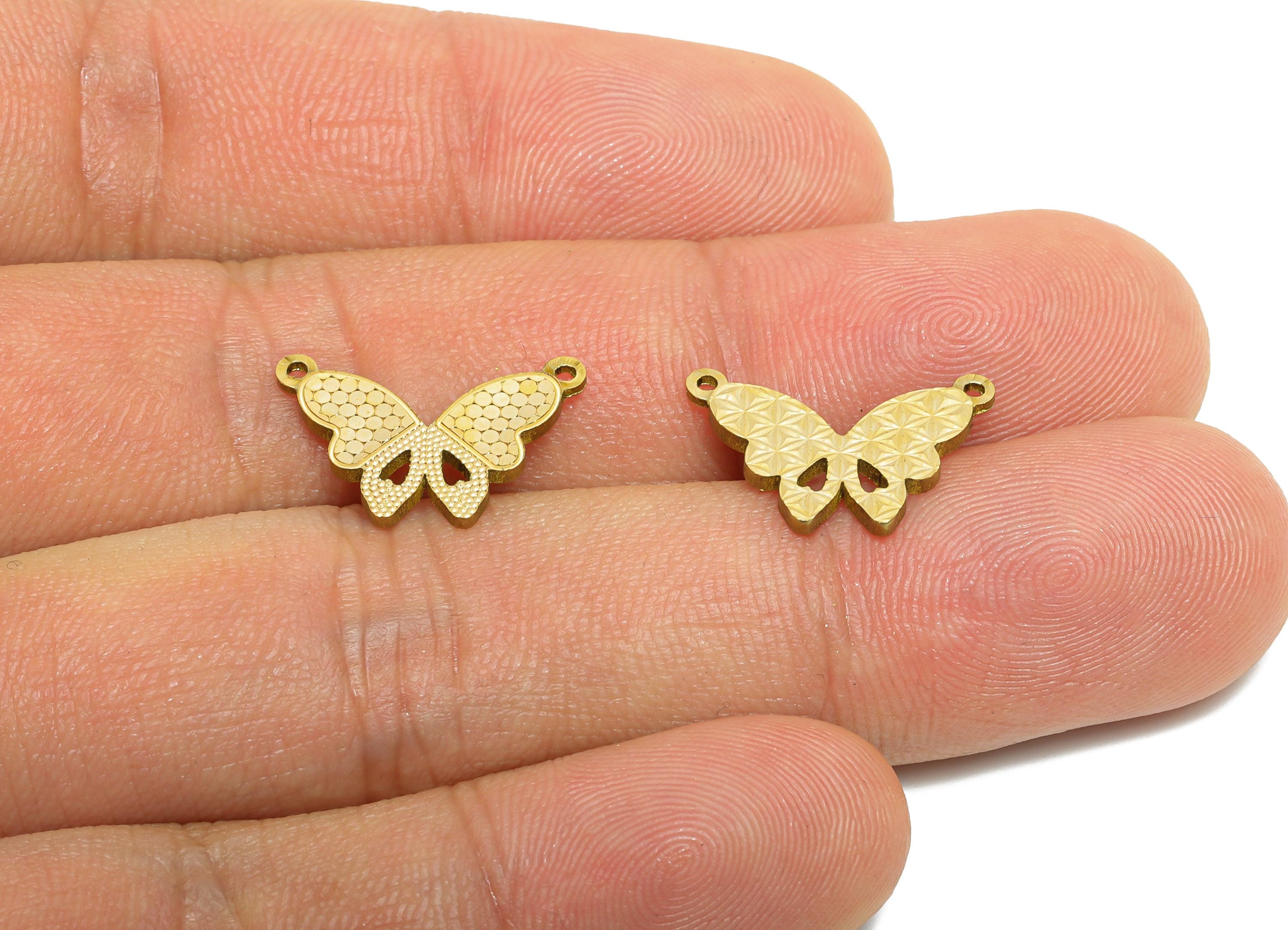 Butterfly Earring Pendant - Raw Brass Textured Butterfly Pendant - Elegant For Necklace - Textured Laser Cut - 17x11x1.2mm - PP11161 - DOMEDBAZAAR