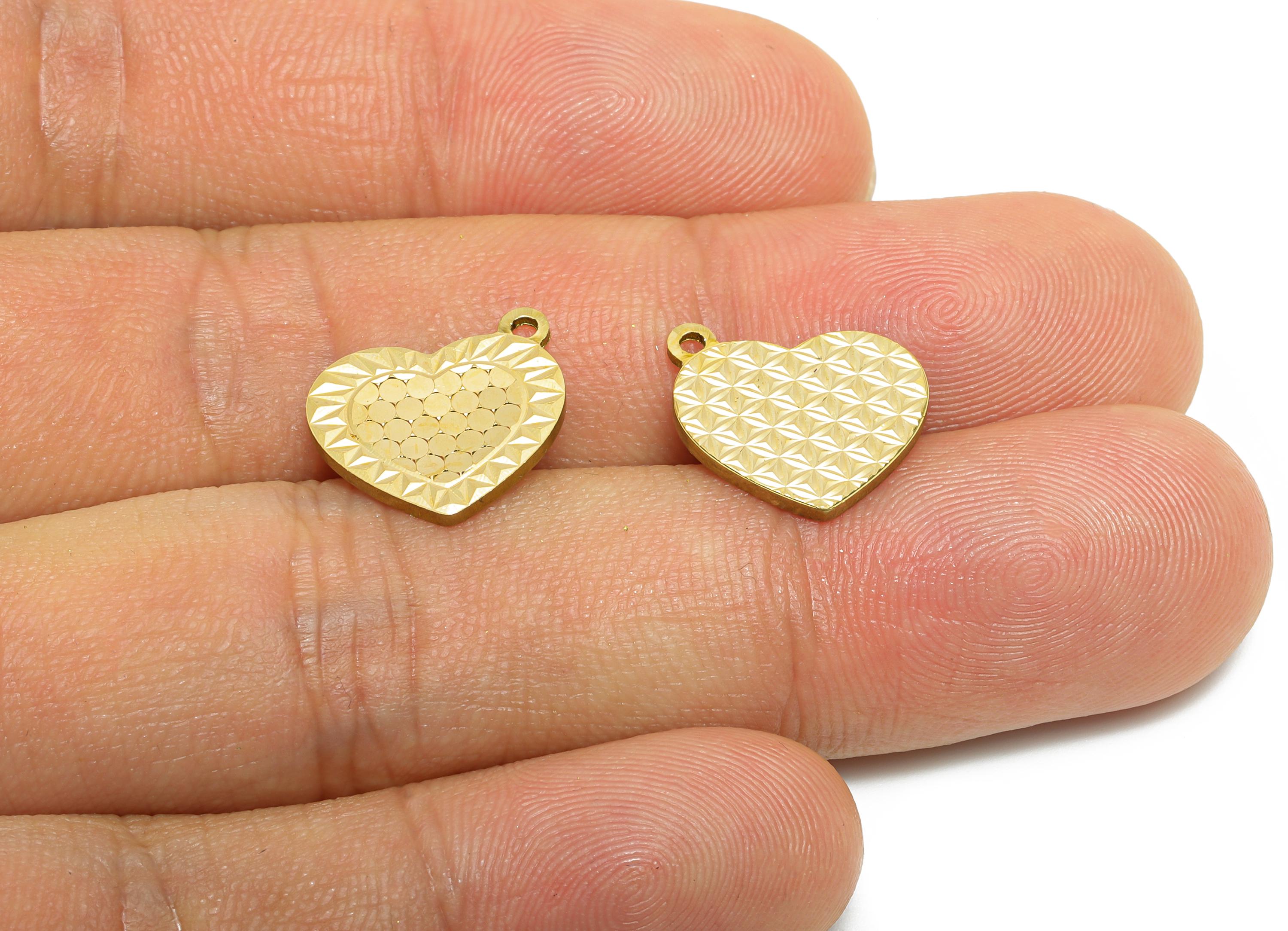 Brass Heart Earring Charm - Raw Brass Textured Heart Charm - Vintage Elegant For Necklace - Luxury Pendant - DIY Charm - 14x12x1mm - PP11162 - DOMEDBAZAAR