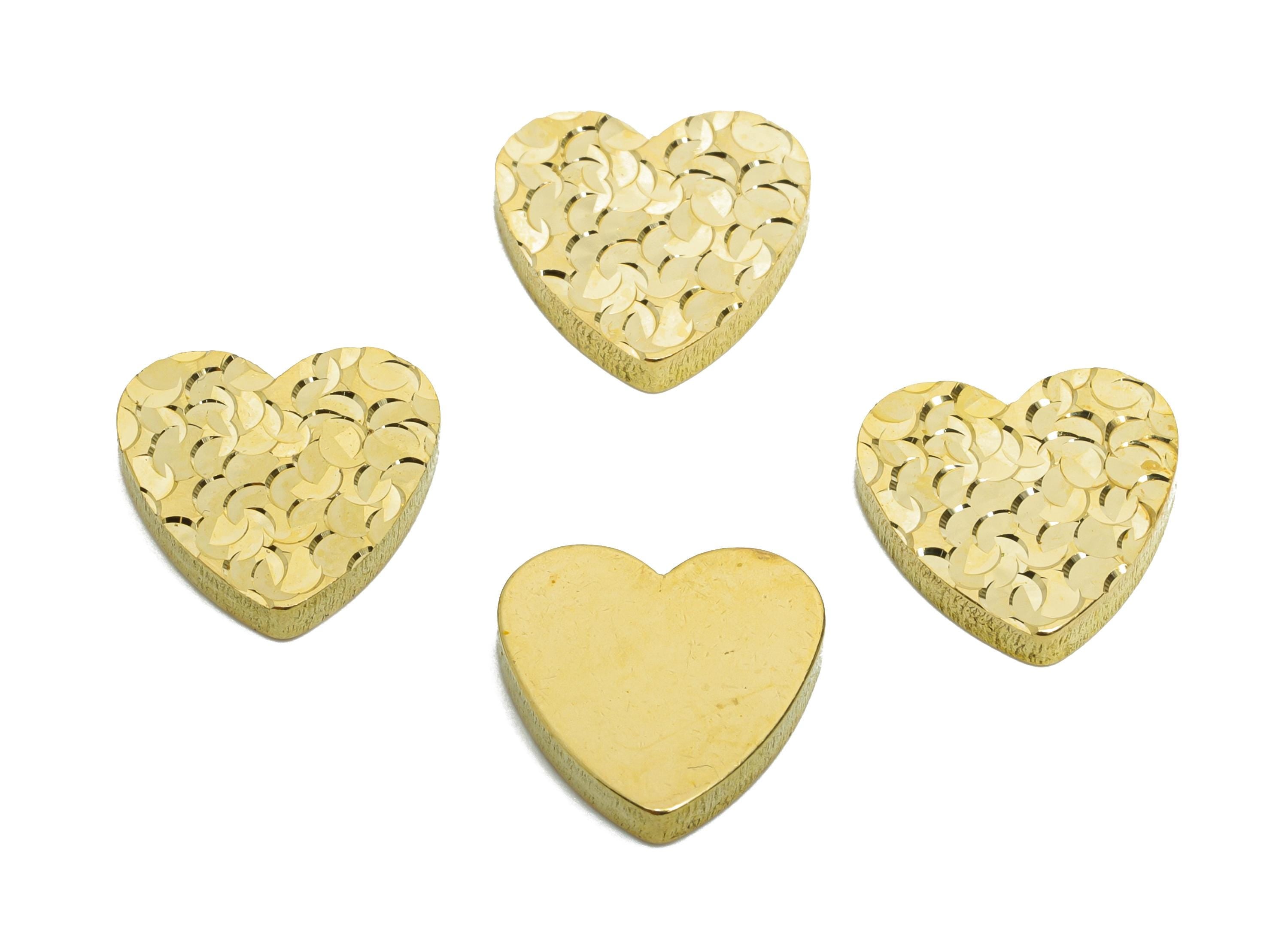 Brass Heart Cabachon - Raw Brass Textured Heart Cabachon - Vintage Elegant Heart Jewelry - Textured Laser Cut - 11x11x2mm -PP11166 - DOMEDBAZAAR