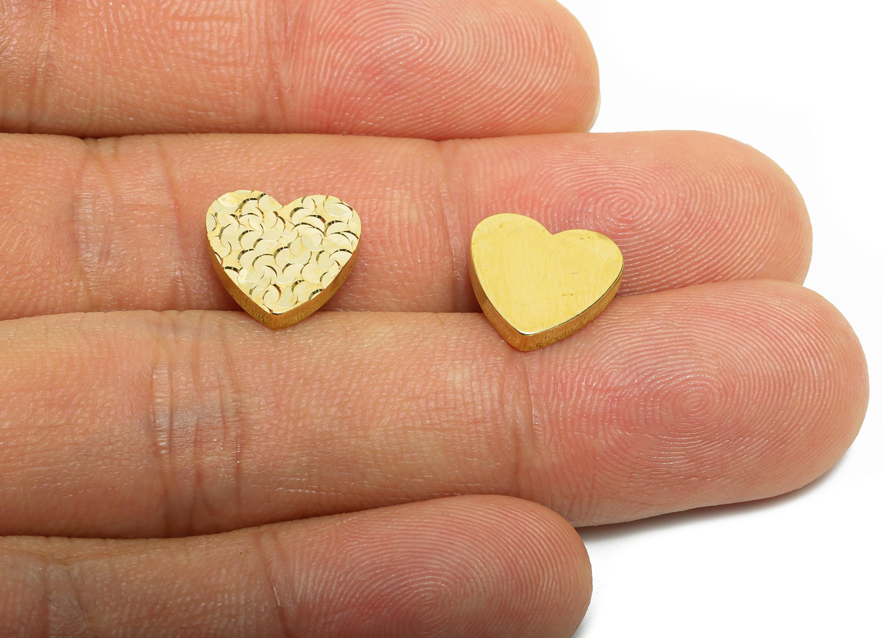 Brass Heart Cabachon - Raw Brass Textured Heart Cabachon - Vintage Elegant Heart Jewelry - Textured Laser Cut - 11x11x2mm -PP11166 - DOMEDBAZAAR