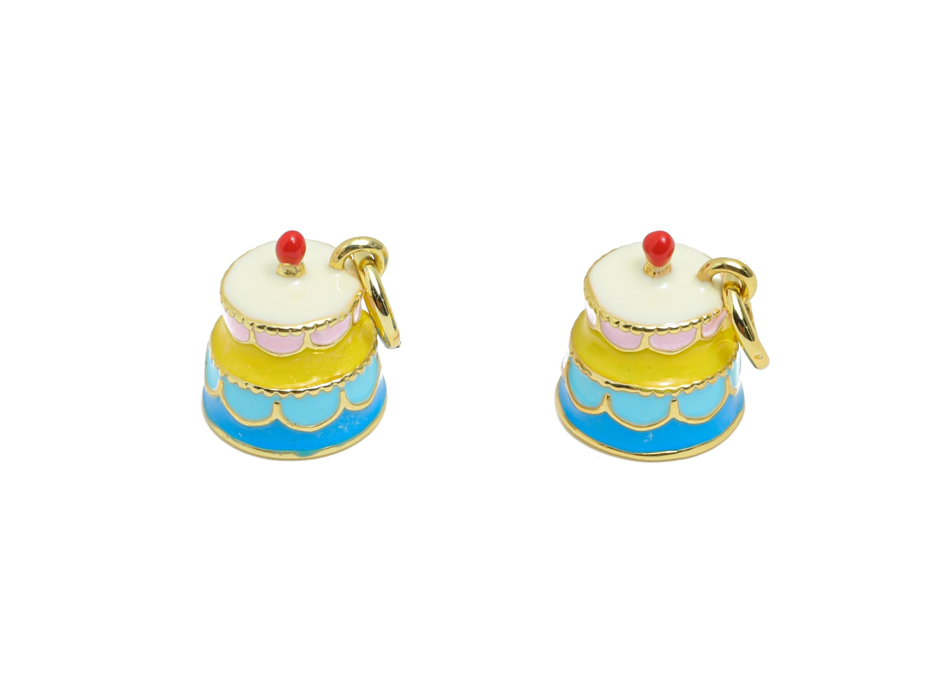 Brass Rainbow Earring Charm - Colorful Enamel Charm for Bracelet - Cute Crafting Jewelry - 18K Real Gold-Plated - 10x8x8.5mm - RGP10537 - DOMEDBAZAAR