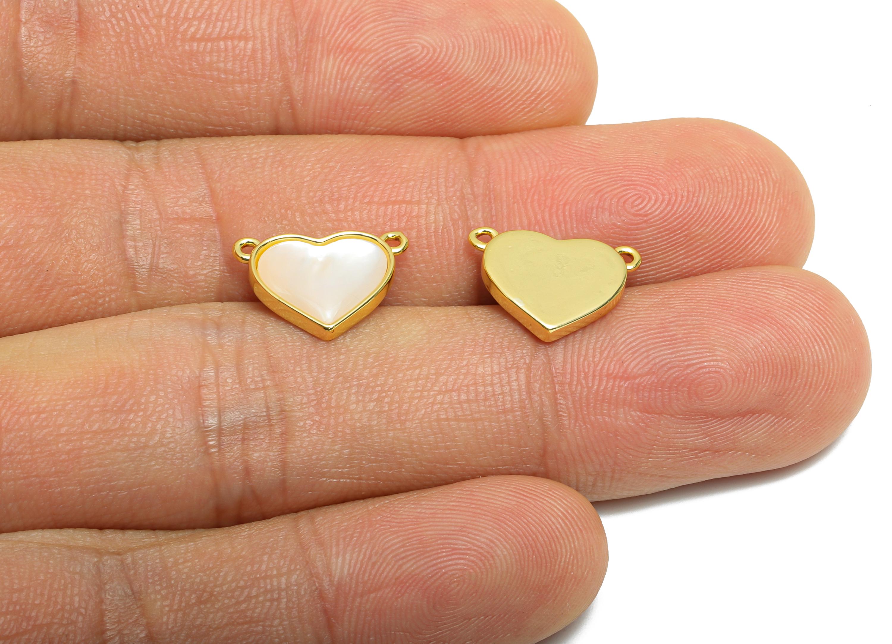 Shell Heart Pendant - Brass Dainty Shell Pendant - Luxury Charm With 2 Loop For Bracelet - 18K Real Gold Plated - 13x10x2mm - RGP10637 - DOMEDBAZAAR