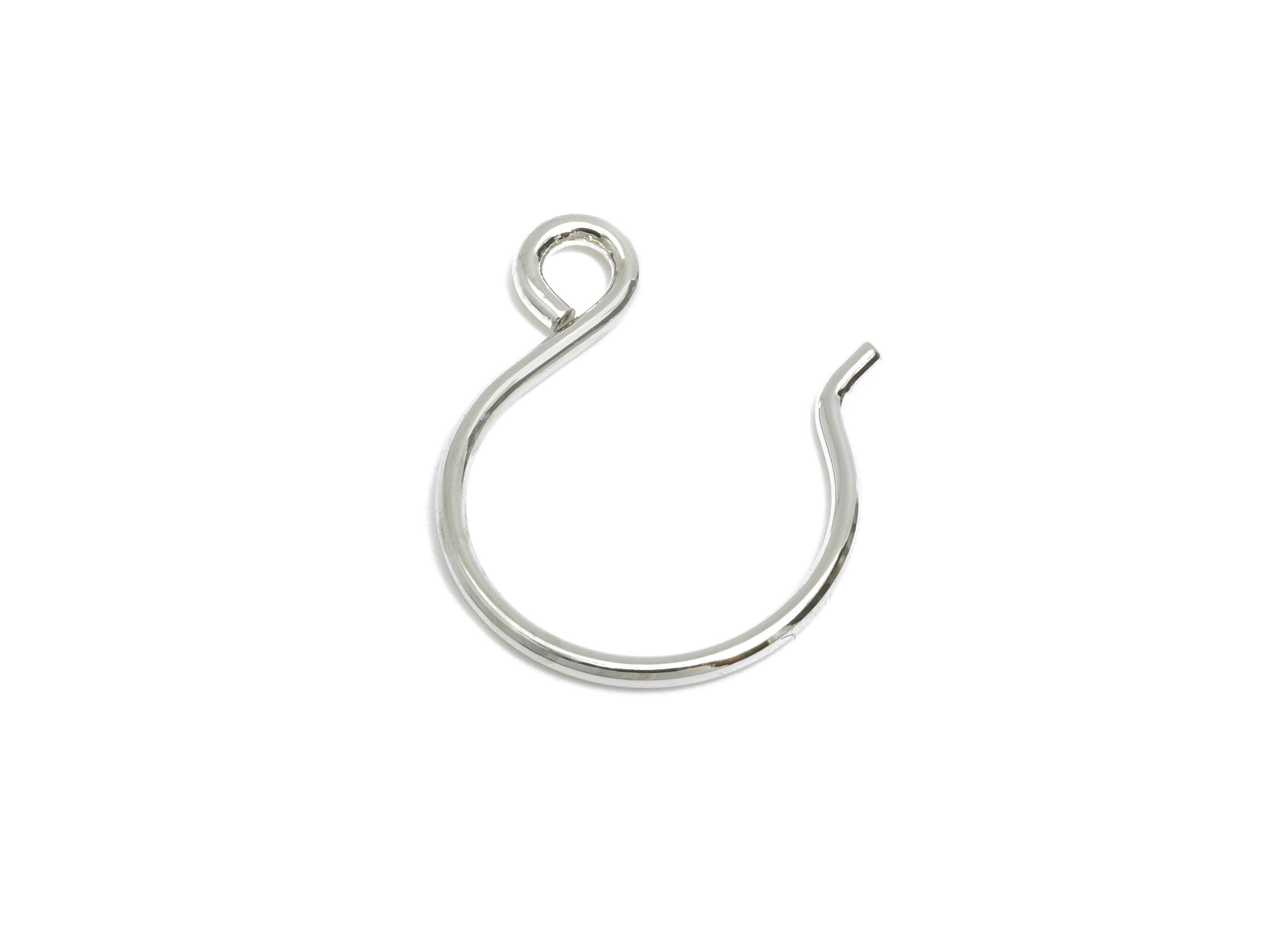 Brass Wire Hook - Metal Earring Wire Hook for Jewelry Making - Silver Hook Ear Wire for Earring -18K White Gold Plated -19x15x1.2mm-RGP9559S - DOMEDBAZAAR