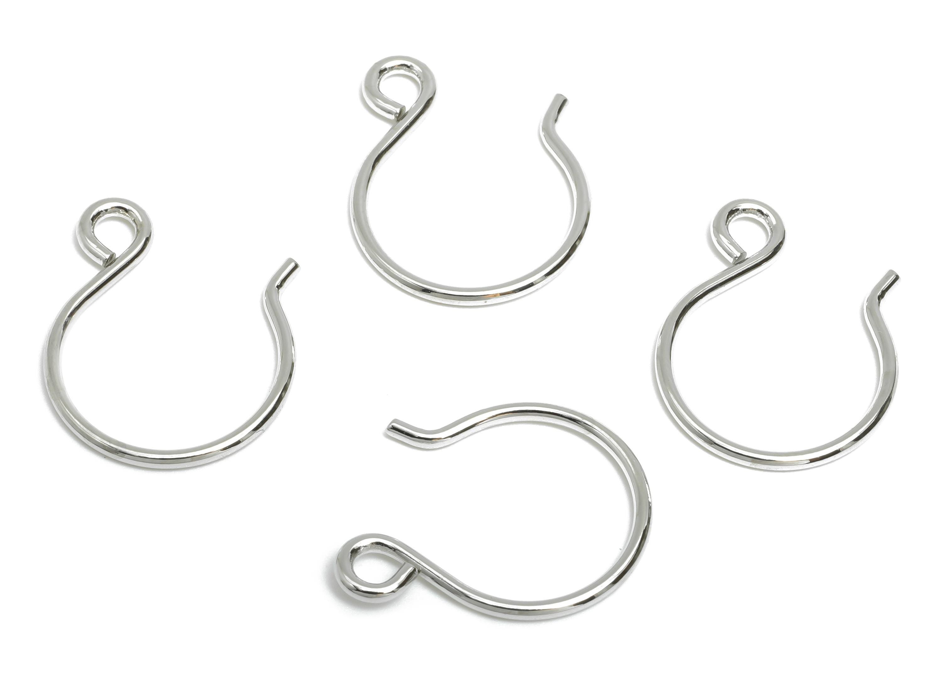 Brass Wire Hook - Metal Earring Wire Hook for Jewelry Making - Silver Hook Ear Wire for Earring -18K White Gold Plated -19x15x1.2mm-RGP9559S - DOMEDBAZAAR