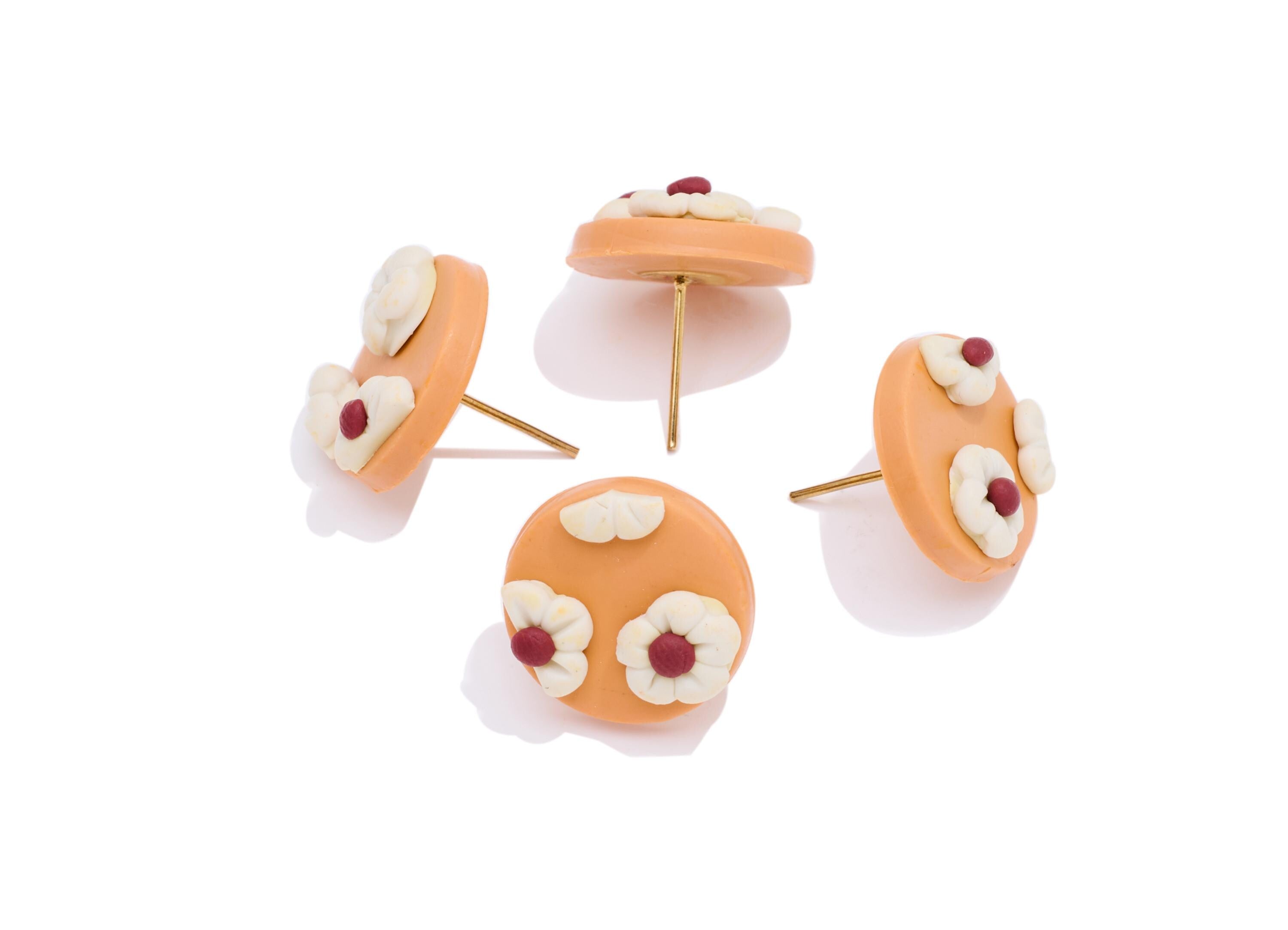 Floral Polymer Clay Earring Stud - Artistic Lightweight Polymer Clay Earring Post - Modern Polymer Clay Jewelry - 16x16x5.75mm - PC2351 - DOMEDBAZAAR