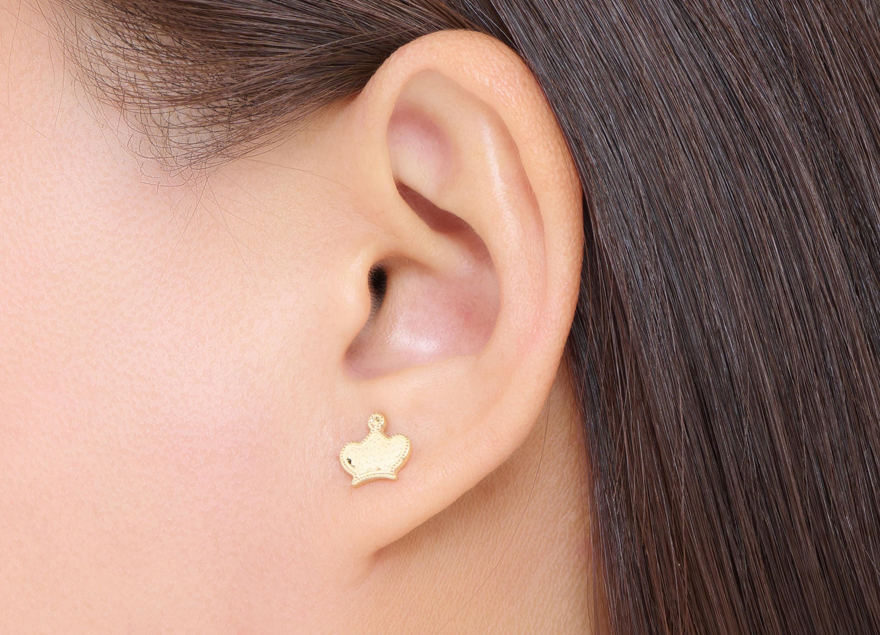 Brass Crown Earring Post - Raw Brass Textured Crown Stud - Modern Laser Cut Jewelry - Minimalist Jewelry Everyday Wear - 8x9x0.8mm -PP11190 - DOMEDBAZAAR